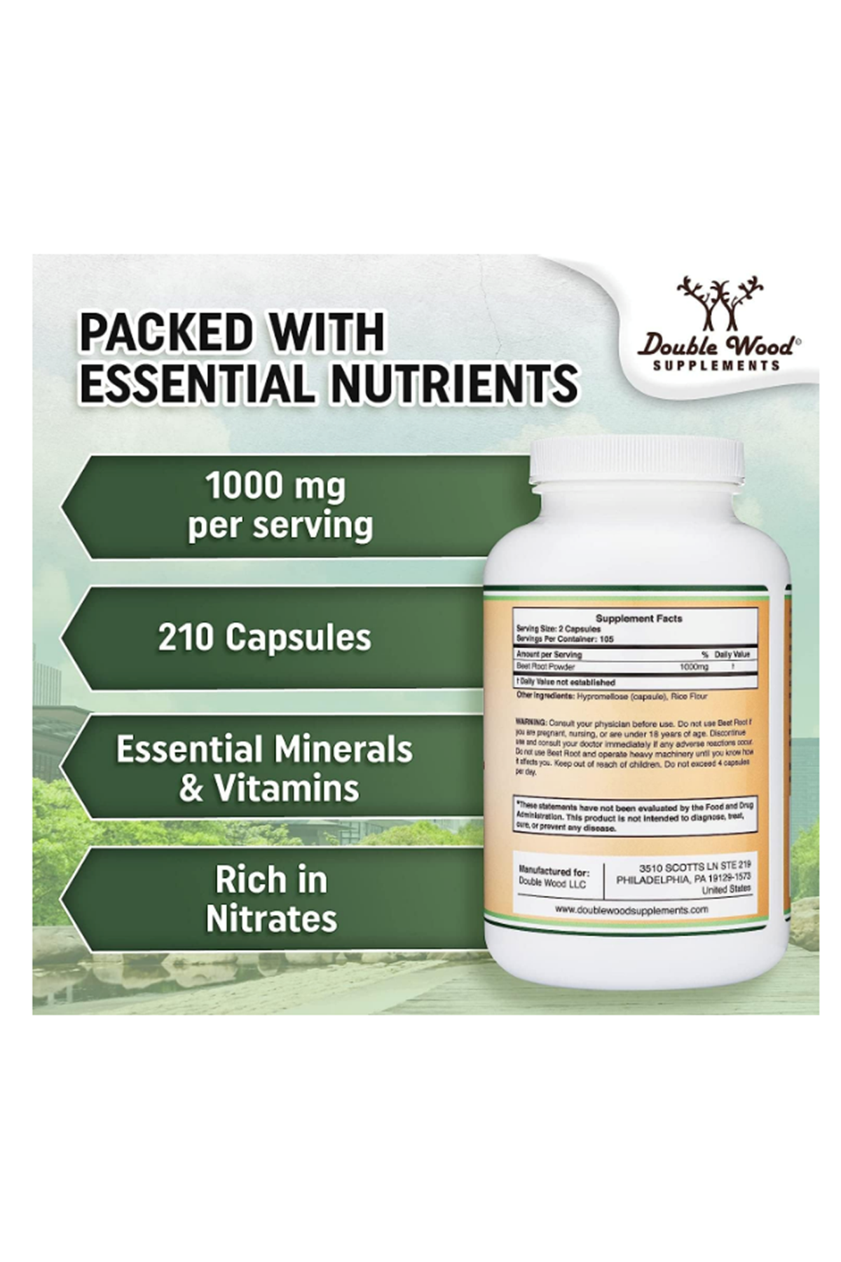 Double Wood Beet Root 1000mg 210 Capsul.Usa Menşei.38.