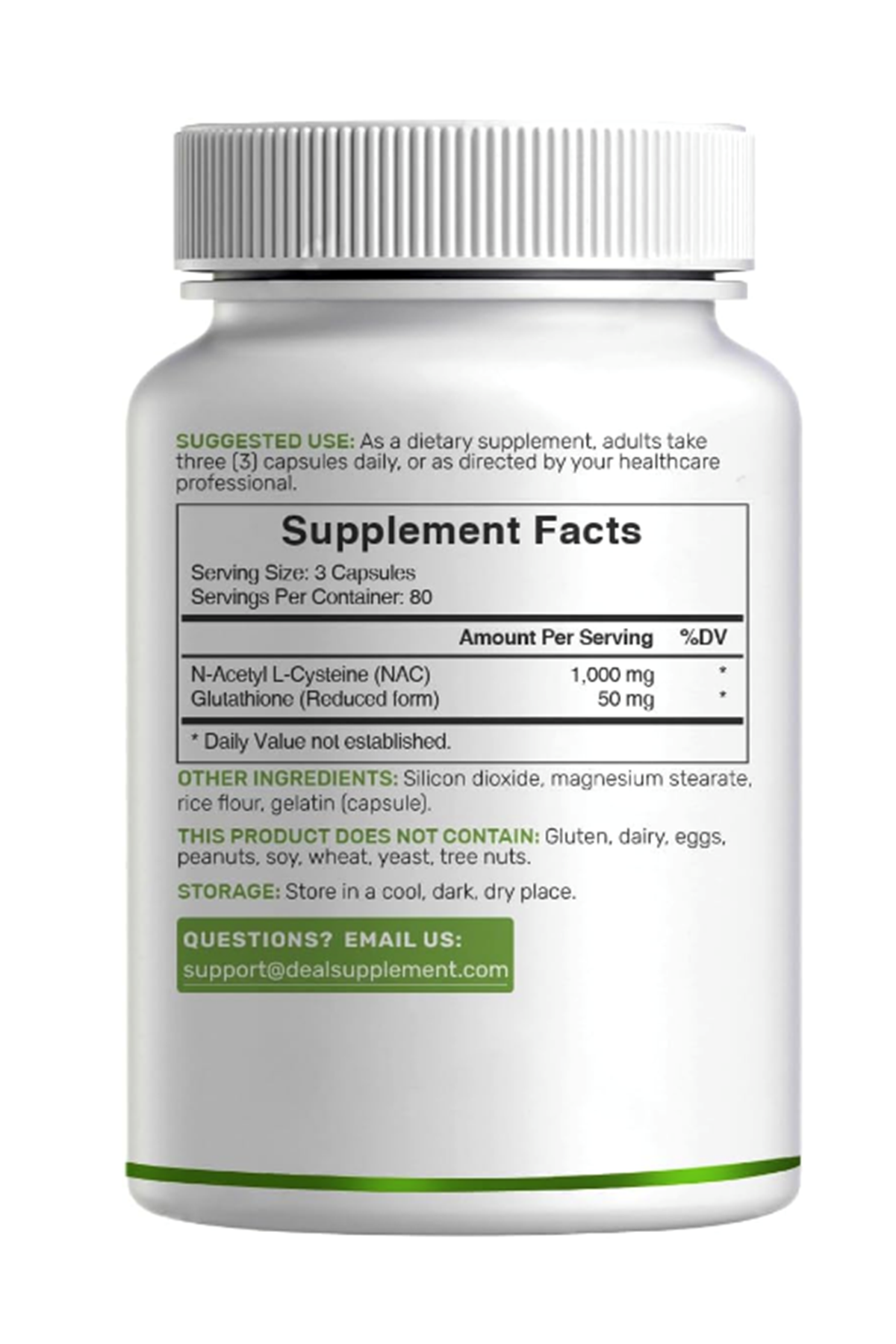 DEAL SUPPLEMENT  (N-Acetyl Cysteine) 1000mg  Reduced Glutathione 240 Capsul.(Ösg Özel Sporcu Gıdaları)