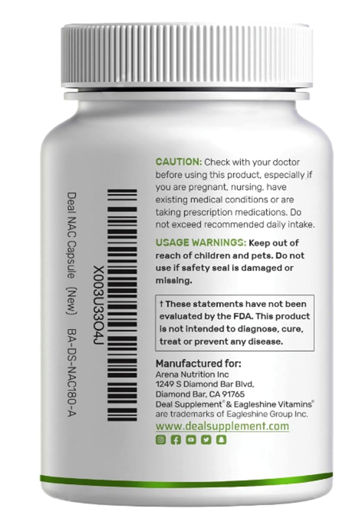 DEAL SUPPLEMENT  (N-Acetyl Cysteine) 1000mg  Reduced Glutathione 240 Capsul.(Ösg Özel Sporcu Gıdaları)