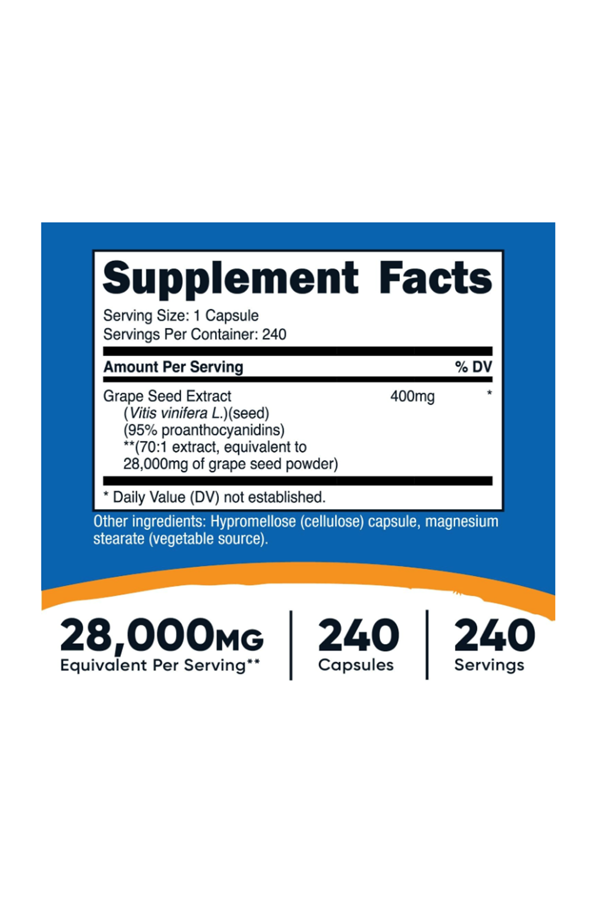 Nutricost Grape Seed Extract 28,000mg, 240 Capsule - Non-GMO, Gluten Free, Vegetarian.USA.37.