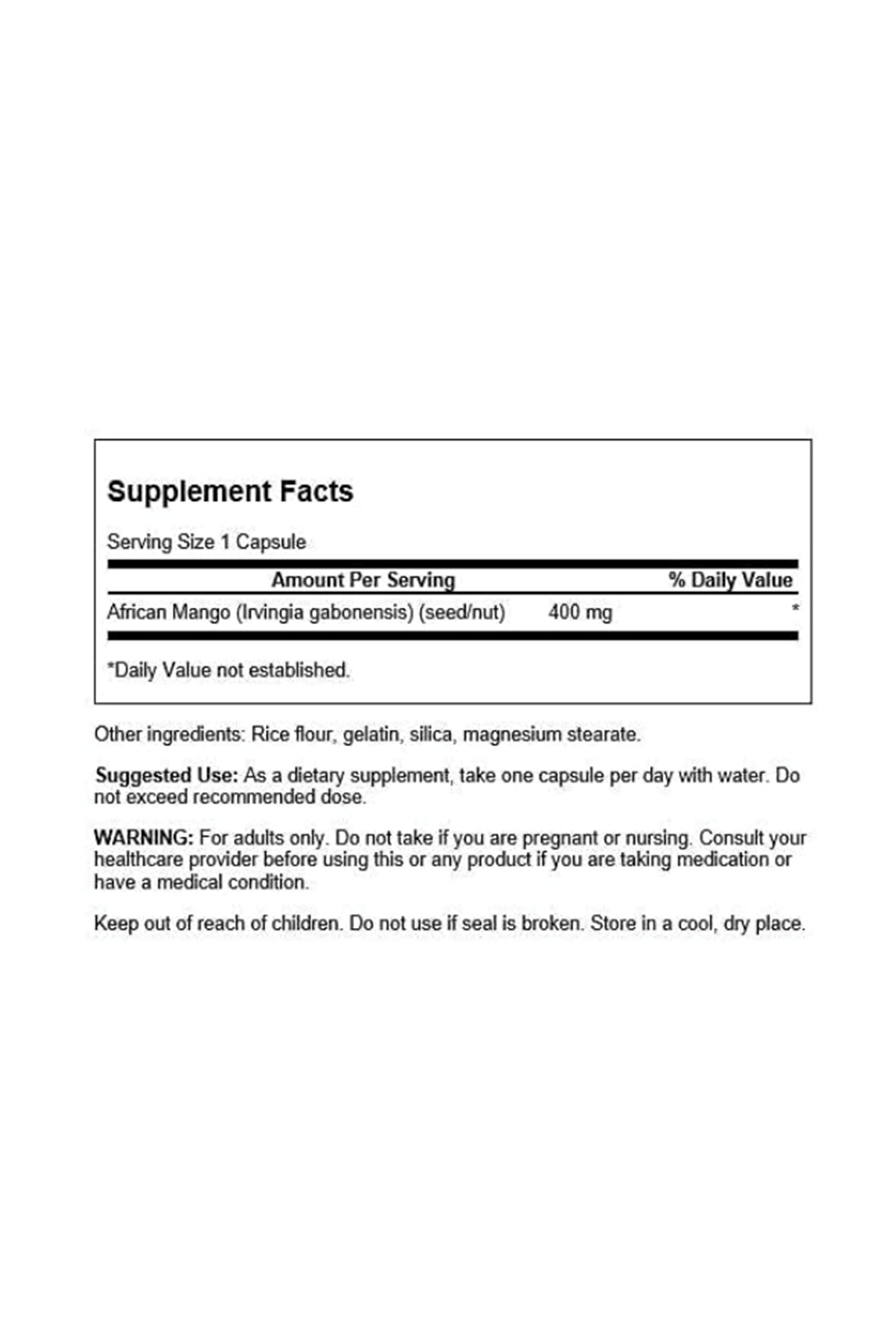 Swanson African Mango Irvingia Gabonensis 400mg 60 Capsul.Usa Menşei.29.