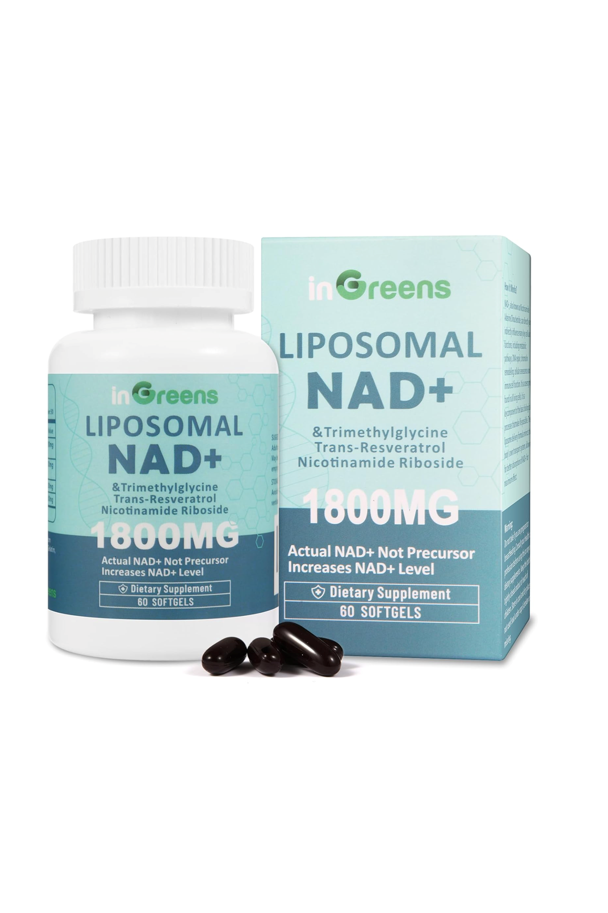 inGreens Liposomal NAD+1800mg  Resveratrol+TMG 60 Softgel.Usa Menşei.51.