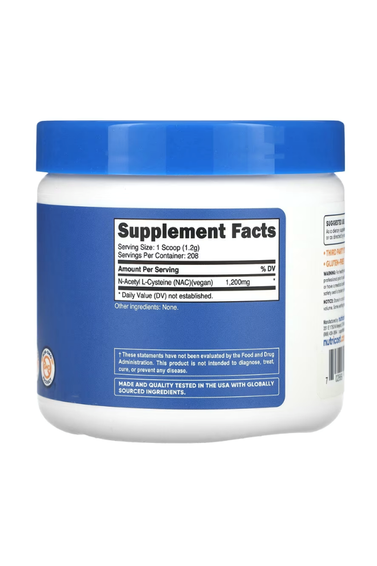 Nutricost N-Acetyl L-Cysteine (N.A.C) Powder 250 Gram.Abd Menşei.45.