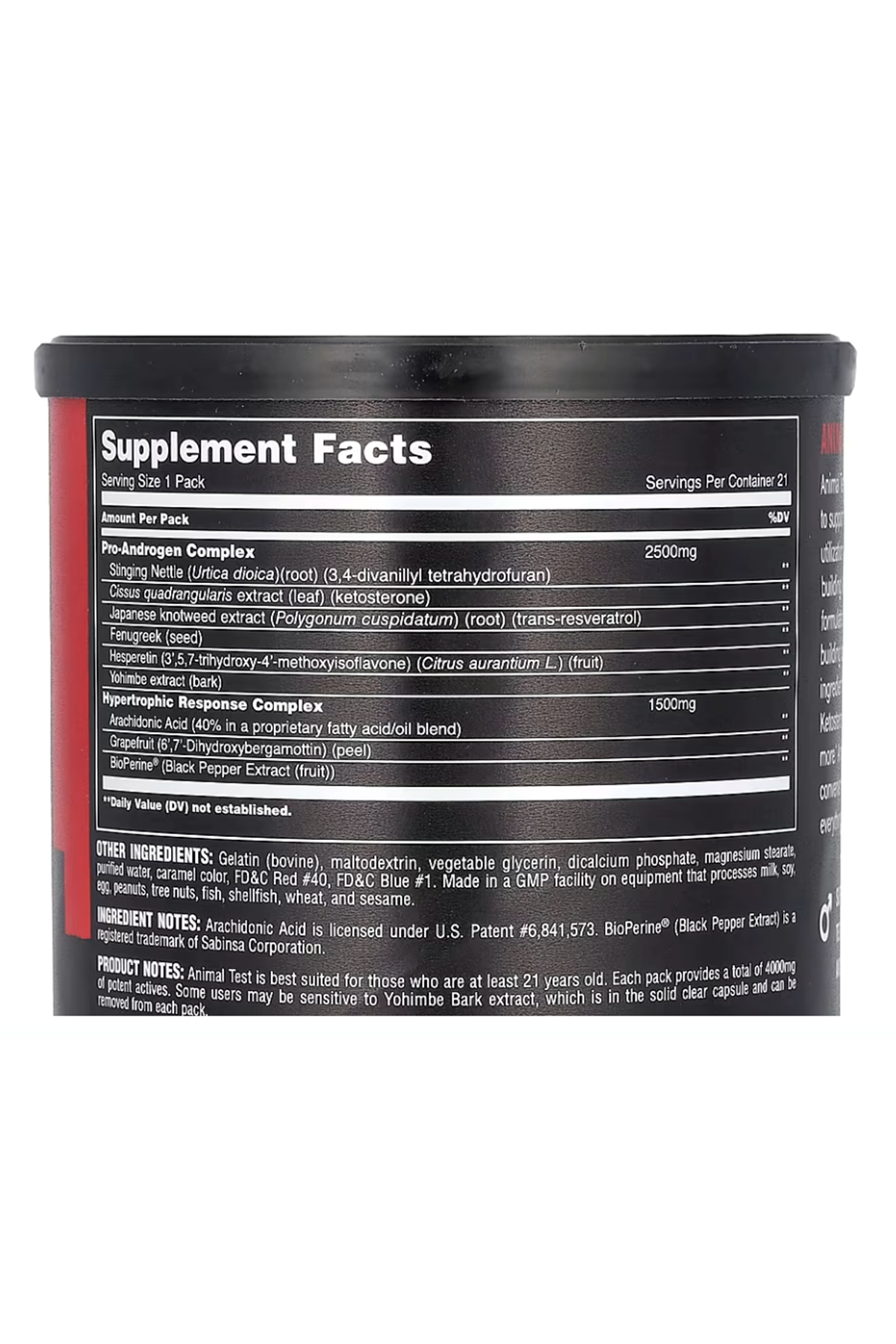 Animal, Advanced Test, 21 Pill Packs Paket.Usa Versiondur.Avrupa Değil.107.