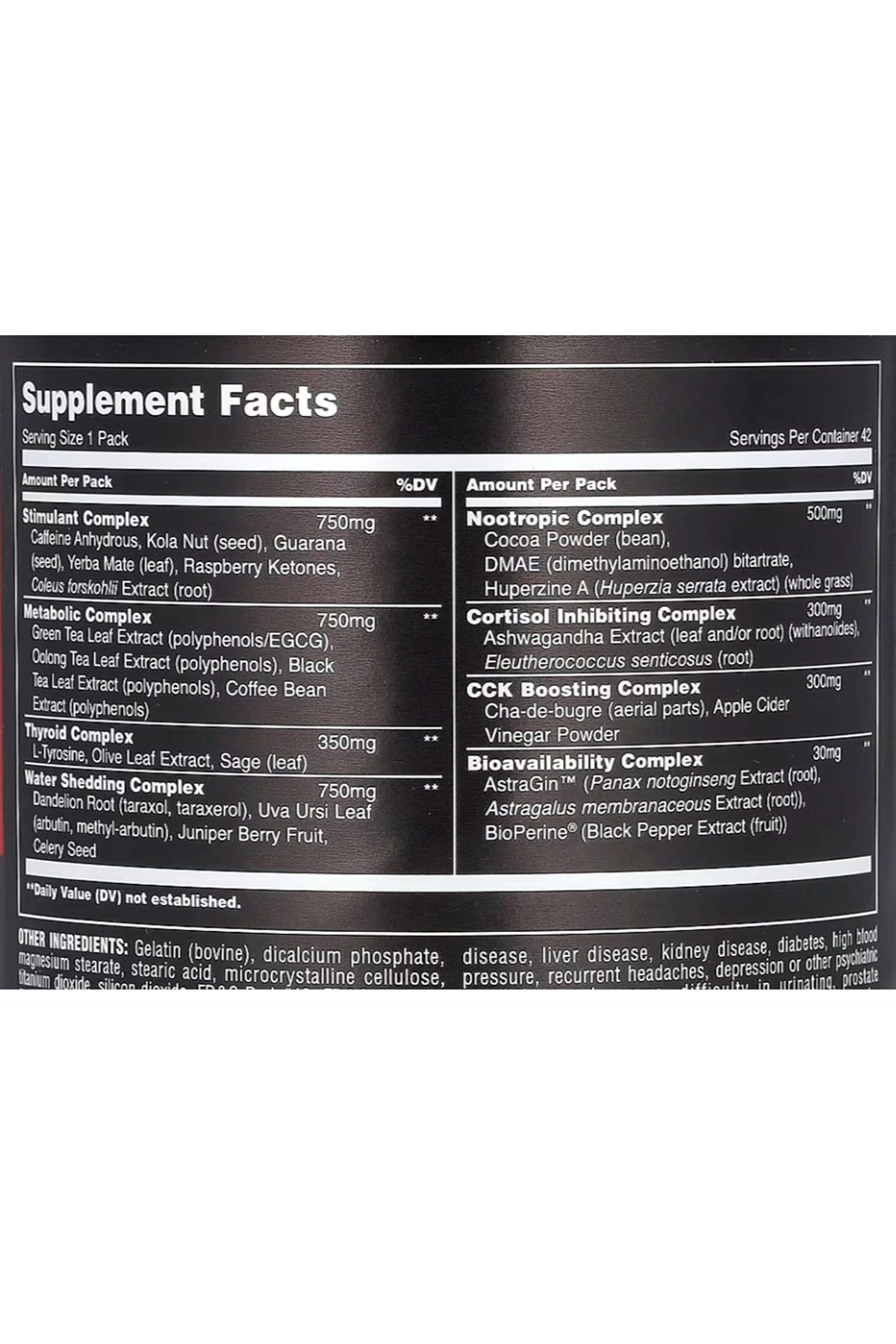 Universal  Nutrition ANIMAL Advanced Cuts 42 Pack. Usa Version. Avrupa Değildir.71.