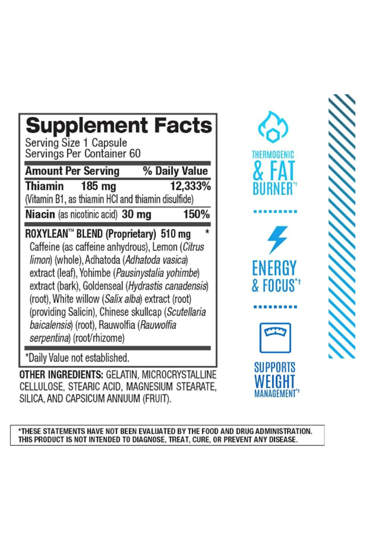 BPI Sports -Roxylean Extreme Fat Burner Weight Loss  60 Capsul.Usa Menşei.46.