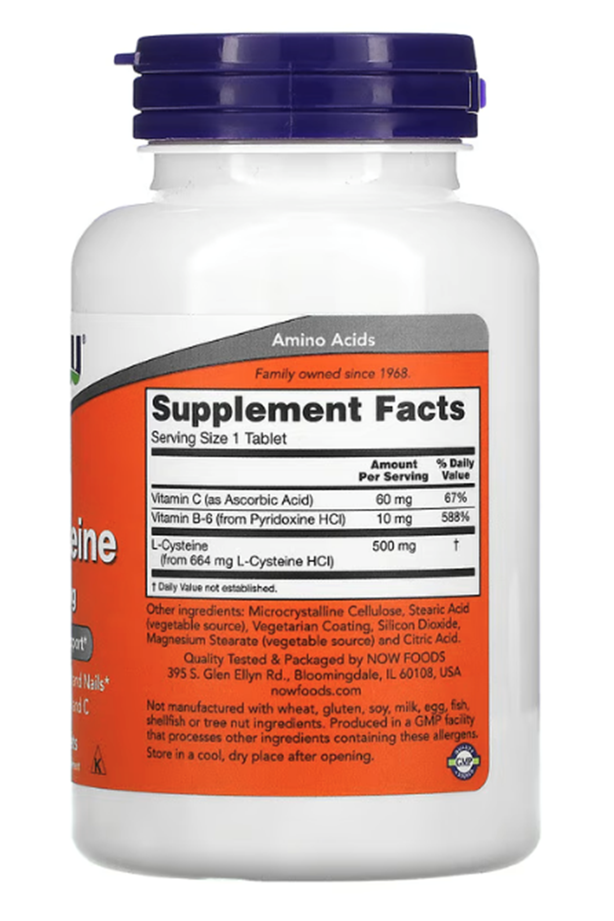 NOW  L-Cysteine, 500 mg, 100 Tablet. USA Menşei.41.