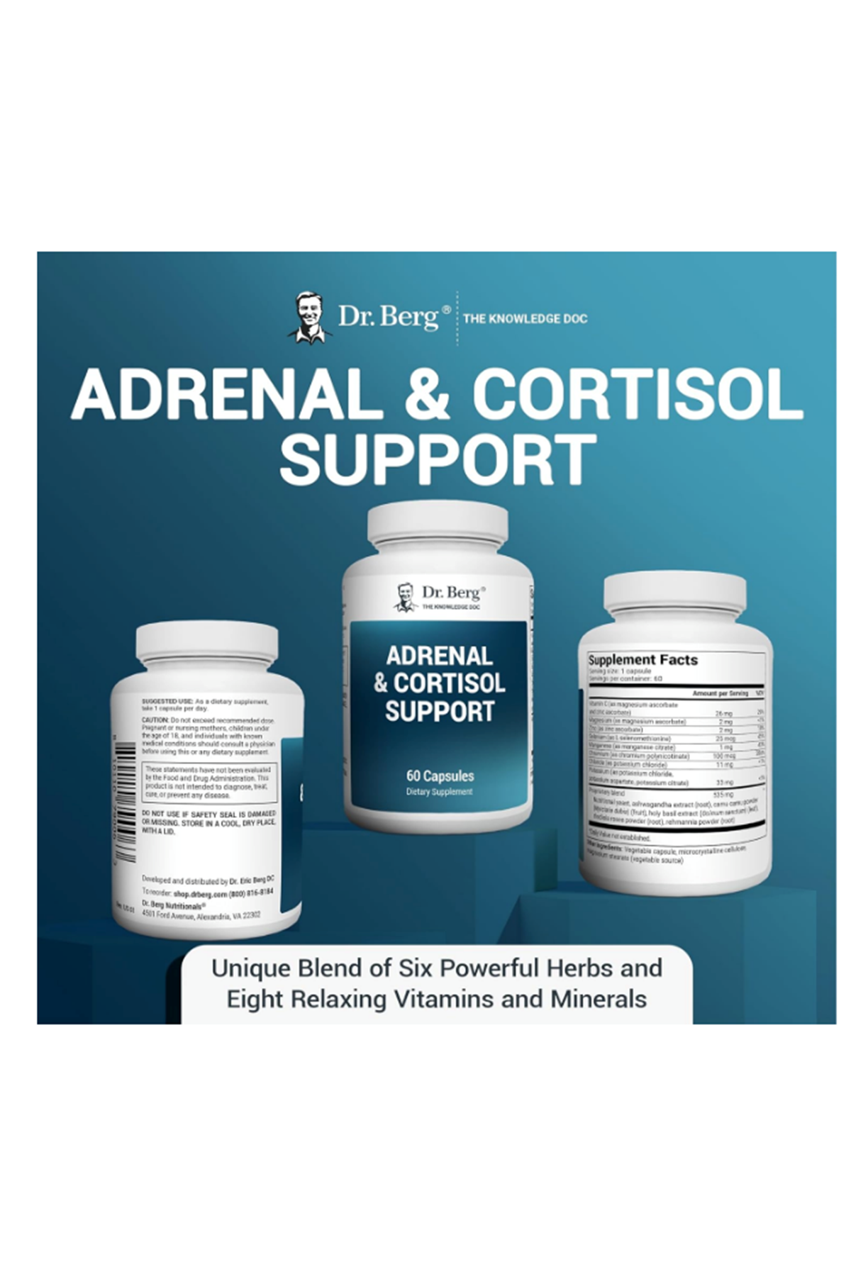 Dr. Berg  Adrenal Cortisol Support-Mood,Focus,Relaxation 60 Capsul.Usa Menşei.60.