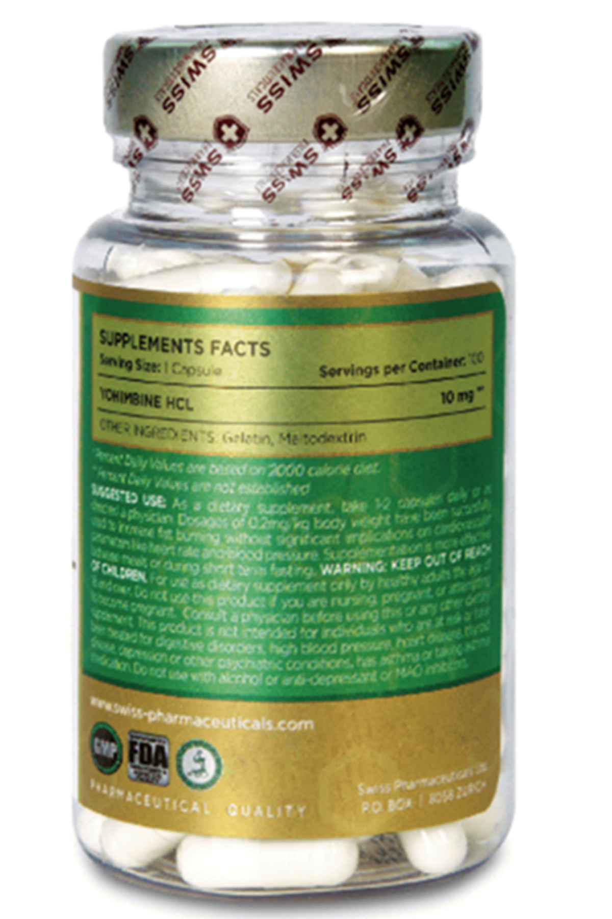 Swiss Pharmaceuticals  Yohımbıne HCL Fat Burner 10mg 100 Capsul.40.