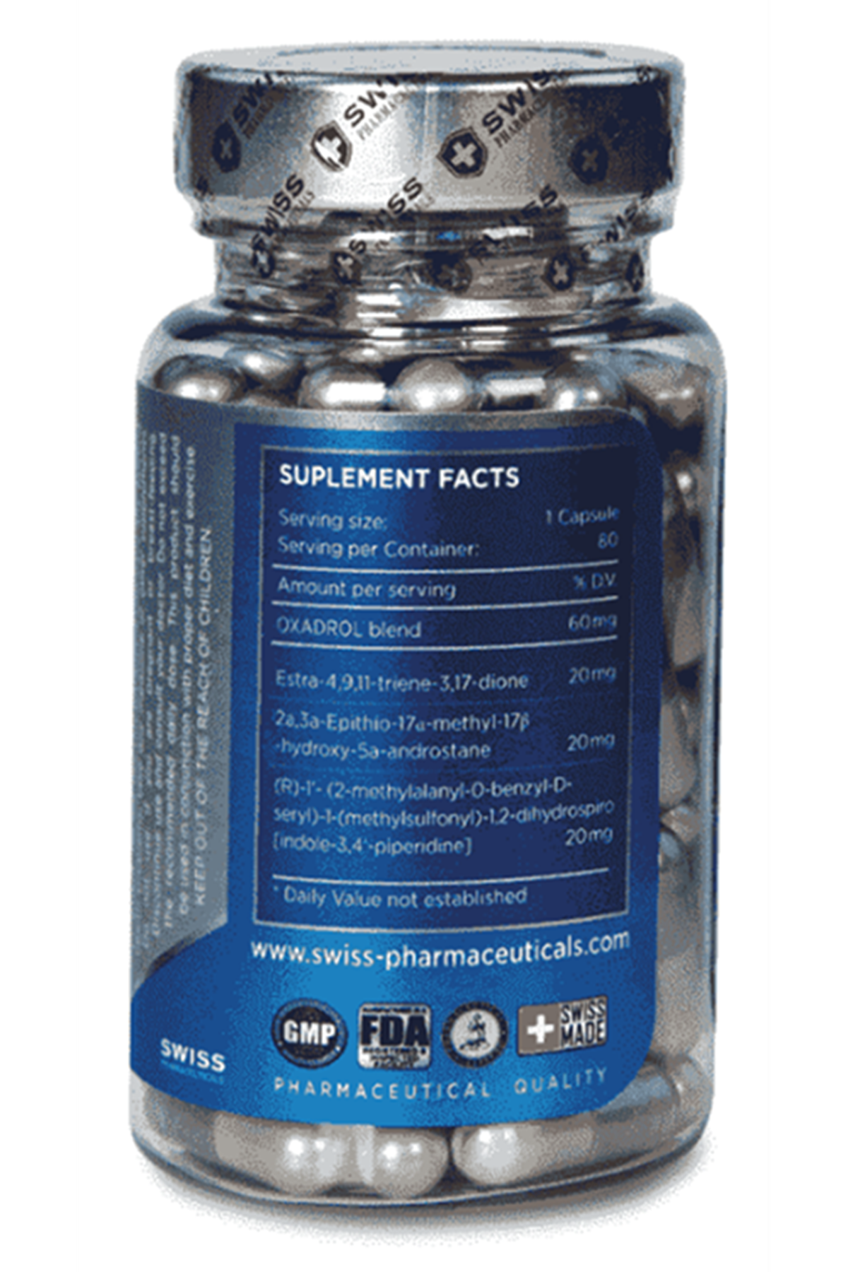 Swiss Pharmaceuticals  OXADROL 60mg 80 Capsul.Orıjınal Firma Ürünü.59.