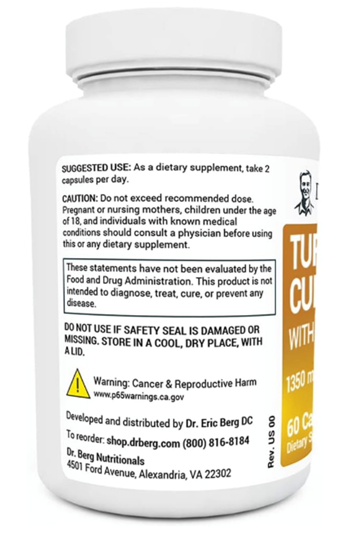 Dr.Berg  Turmeric Curcumin (BioPerine) 1350mg  60 Capsul.Usa Menşei.44.