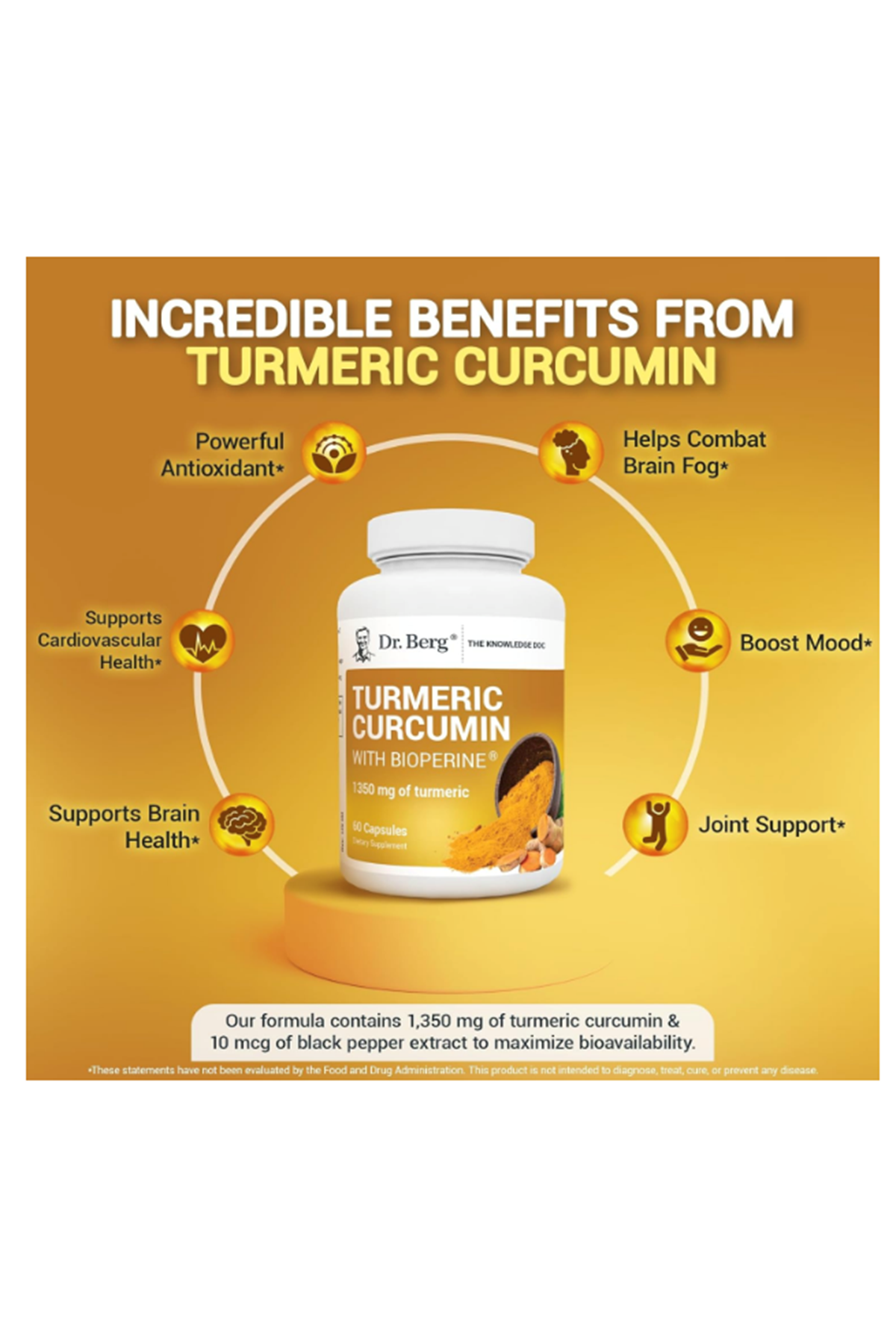 Dr.Berg  Turmeric Curcumin (BioPerine) 1350mg  60 Capsul.Usa Menşei.44.