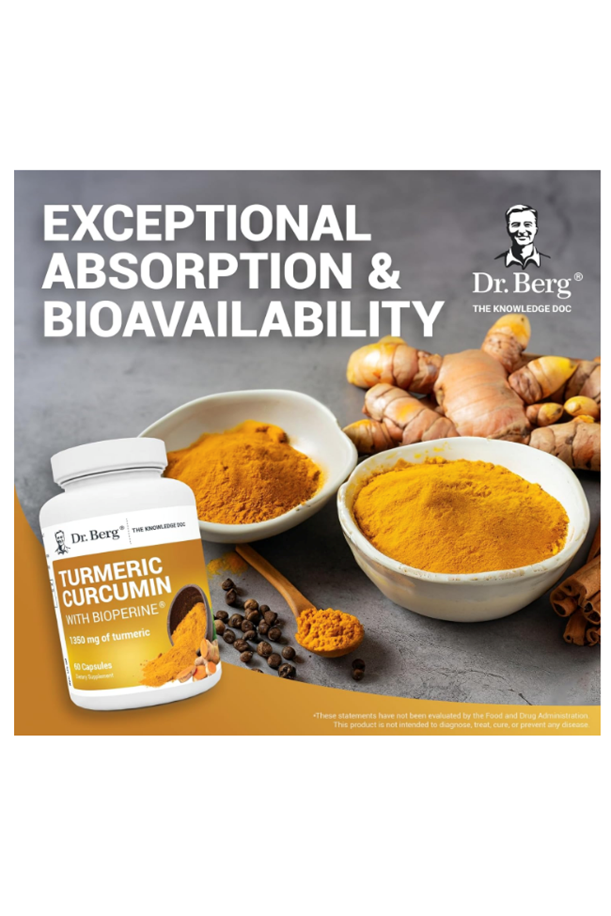 Dr.Berg  Turmeric Curcumin (BioPerine) 1350mg  60 Capsul.Usa Menşei.44.