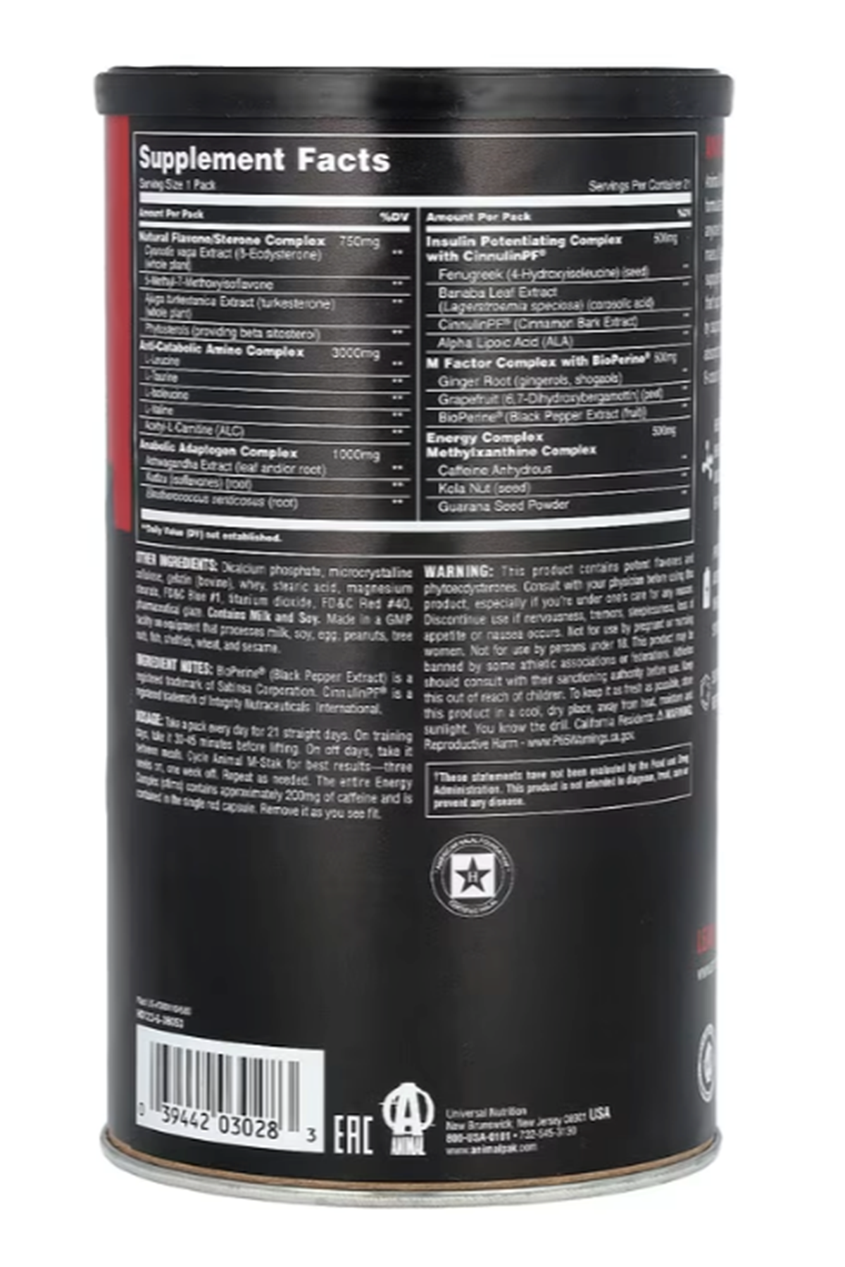 Animal M-Stak Non-Hormonal Pack 21 Packs. Avrupa Değil,USA VERSİONDUR.71.