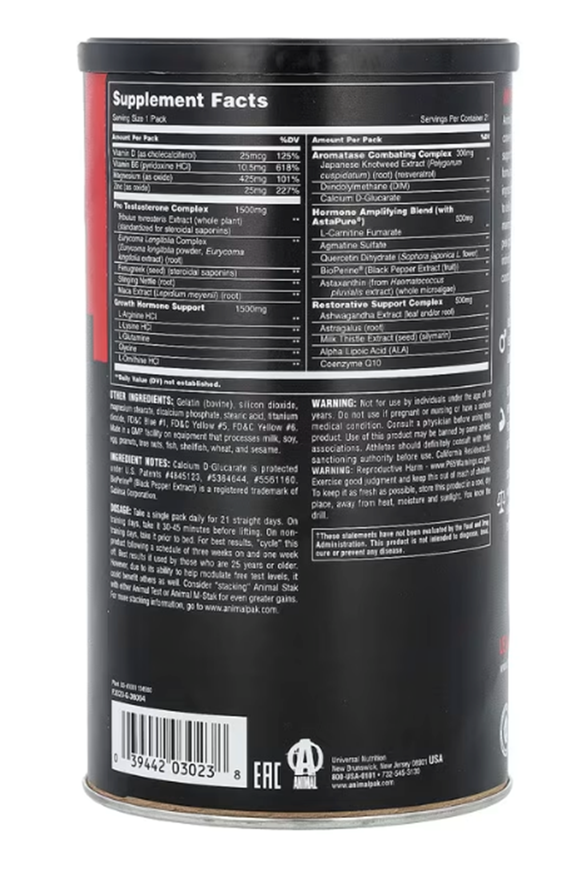 Animal, Stak, Hormone Booster, All-In-1 Pill Packs, 21 Packs.Avrupa Üretim Değildir!!.Usa Menşei.71.