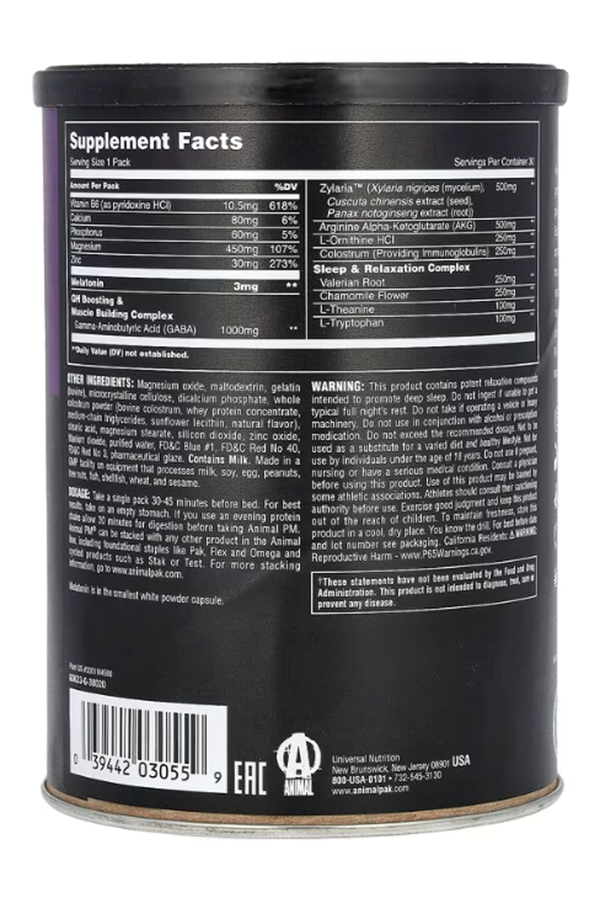 Animal, PM, Sleep & Nighttime Recovery, 30 Packs. Usa Menşei.69.