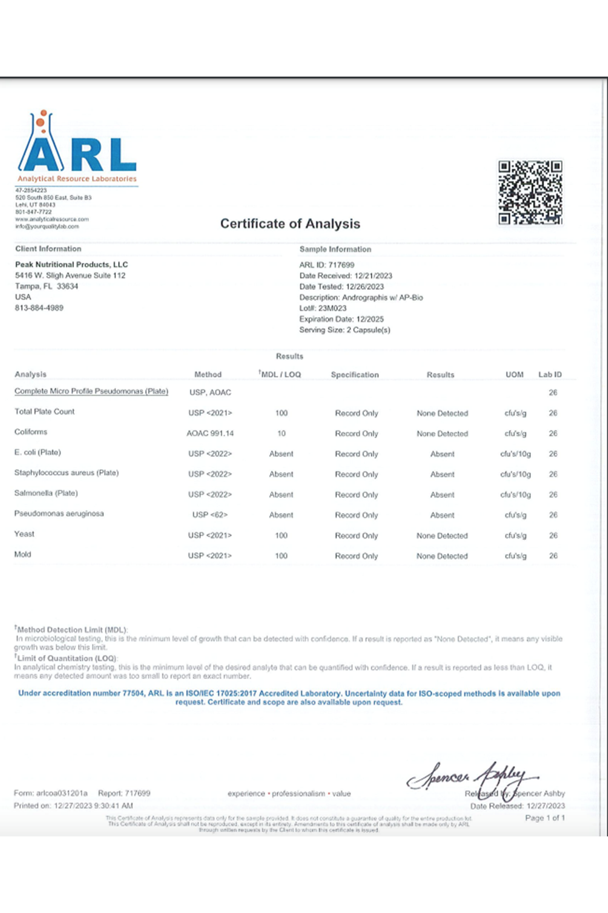 Double Wood Andrographis 1000mg  120 Capsul.39.