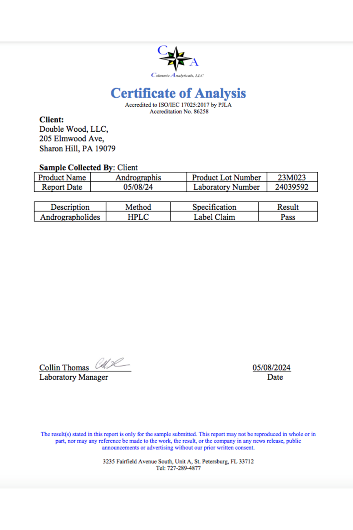 Double Wood Andrographis 1000mg  120 Capsul.39.