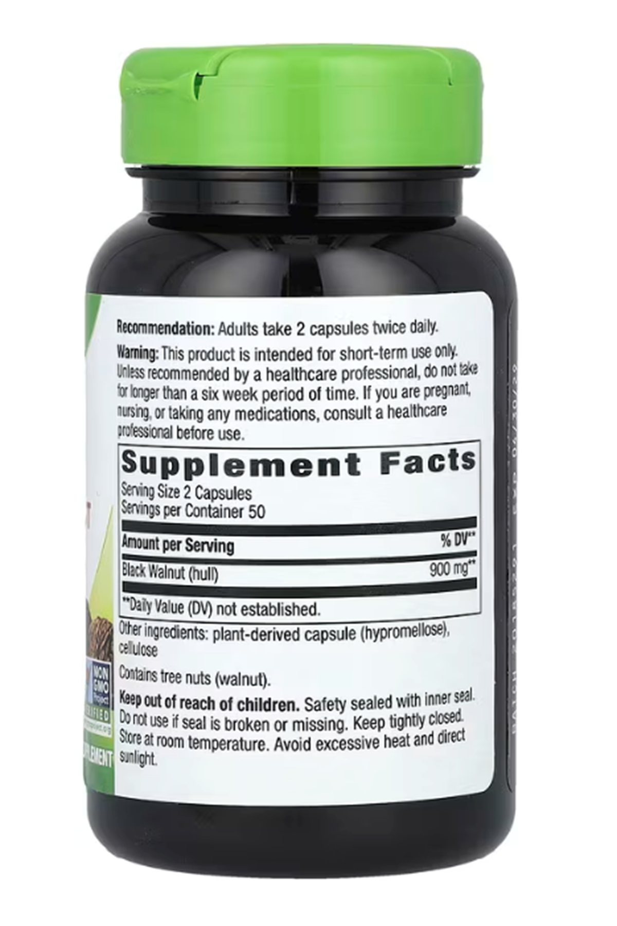 Nature's Way, Black Walnut Hulls, 900 mg, 100 Vegan Capsul.Usa Menşei.36.