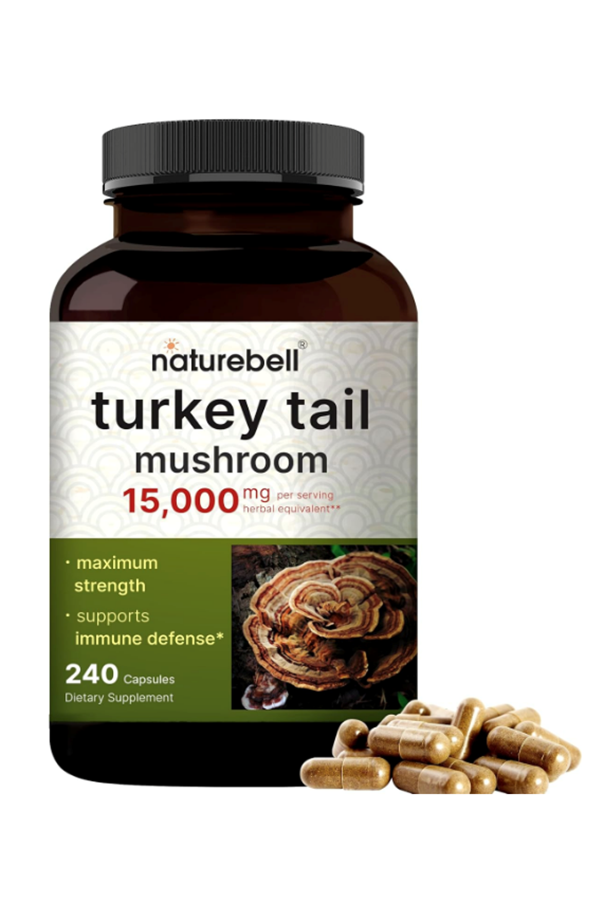 NatureBell Turkey Tail Mushroom 240 Capsul.Usa Menşei.43.