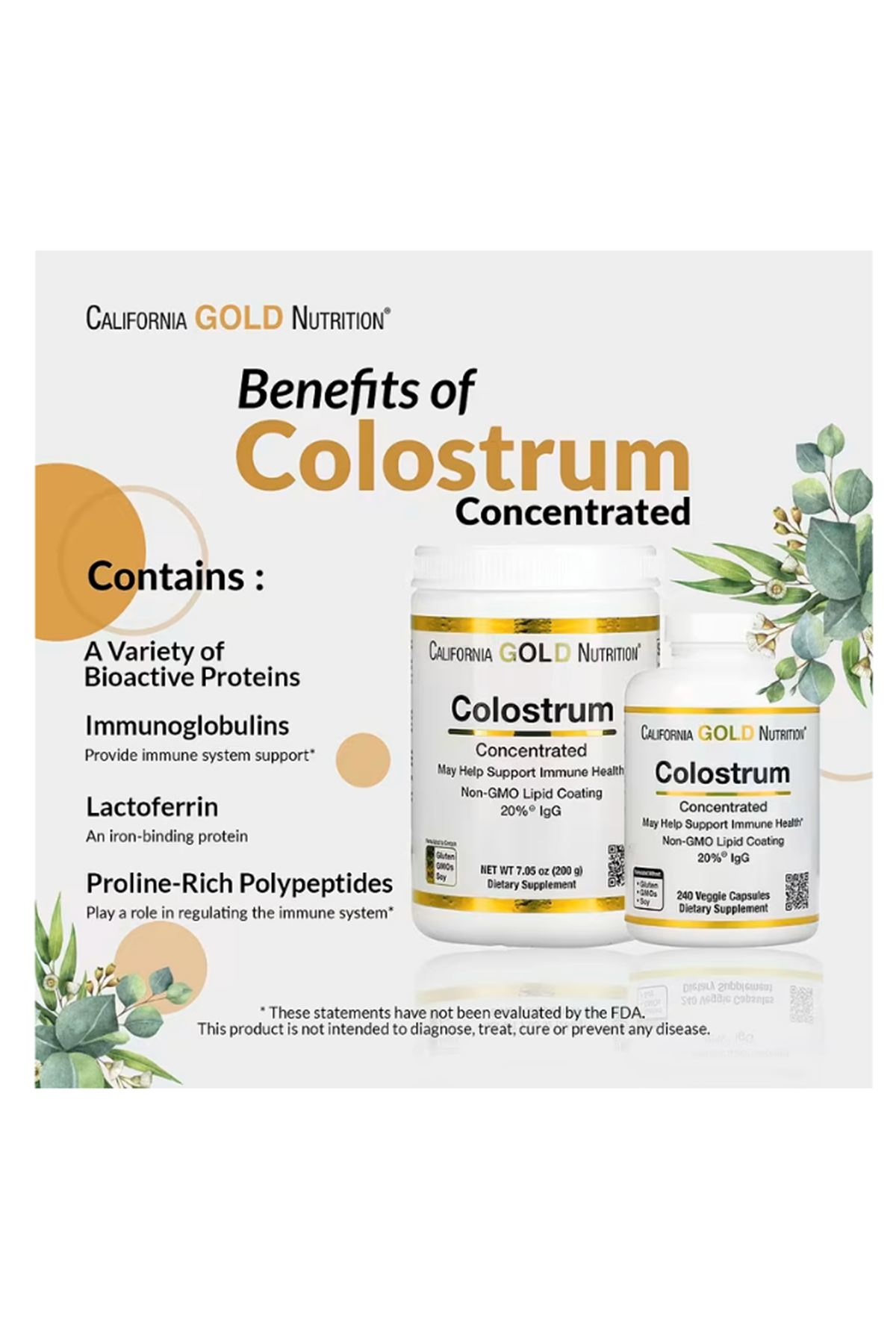 California Gold Nutrition Colostrum 240 Veggie Capsul.Abd Menşei.47.