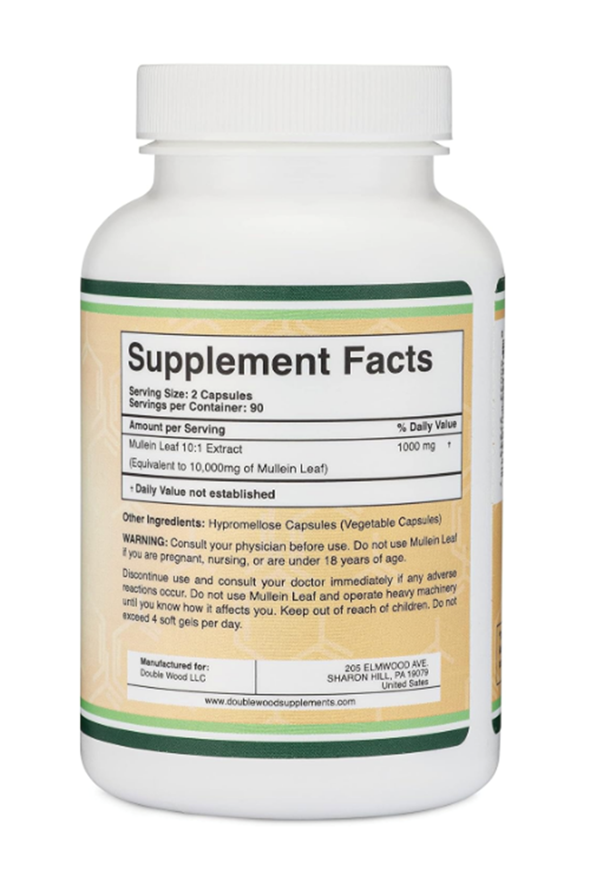 Double Wood Mullein Leaf 1000mg 180 Veg Capsul.ABD MENŞEİ 39.