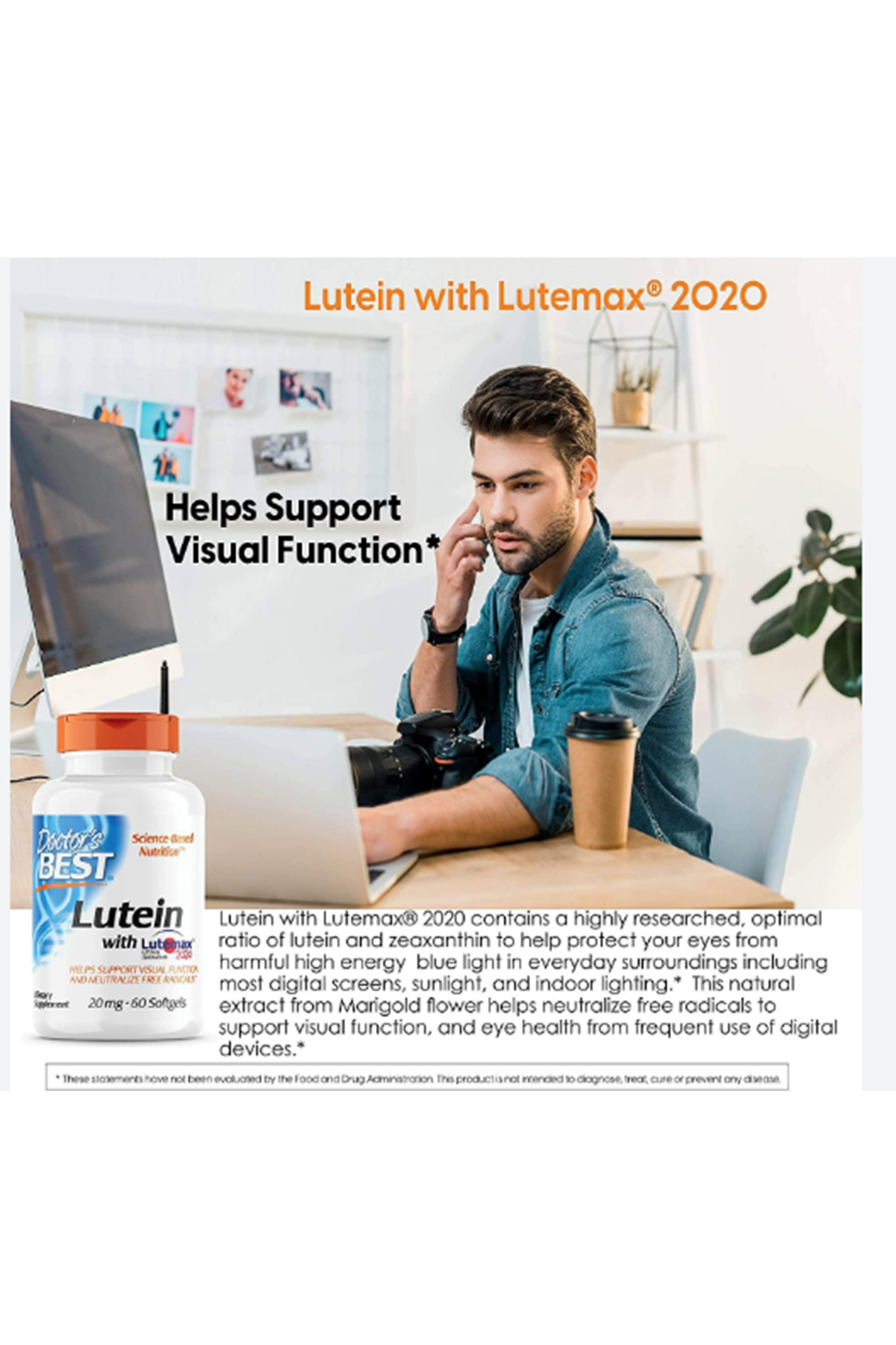 Doctor's Best, Lutein with Lutemax 2020, 20 mg, 60 Softgels.Abd Menşei.42.
