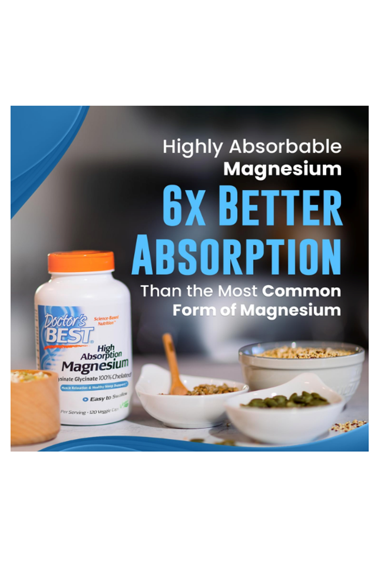 Doctor's Best  High Absorption Magnesium Lysinate Glycinate 105mg  120 Veggie Capsul.40.