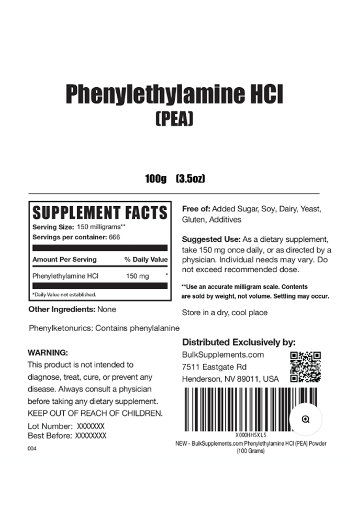 Bulk Suplament Phenylethylamine HCI (PEA) 100gr.Usa Menşei.47.