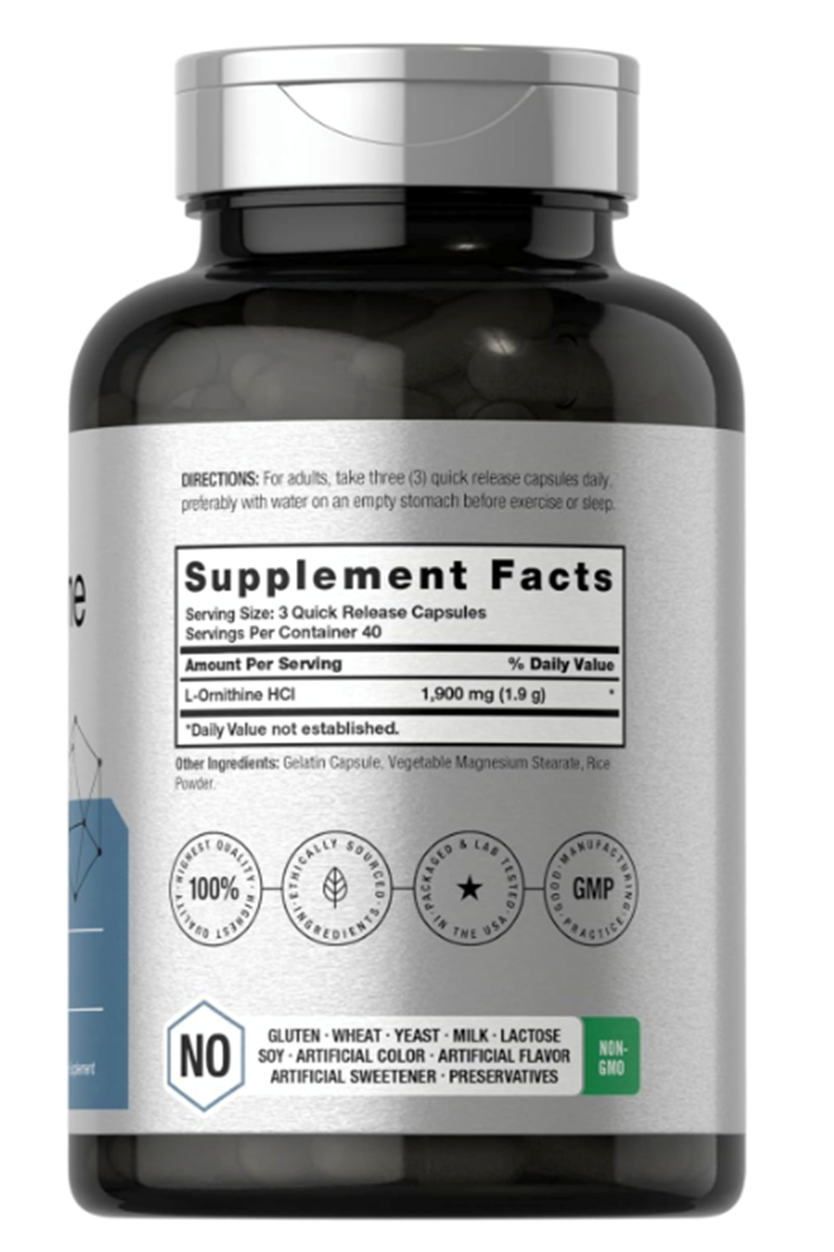 Horbäach L Ornithine HCl  1900mg  120 Quick Release Capsul.Made ın Usa.42.