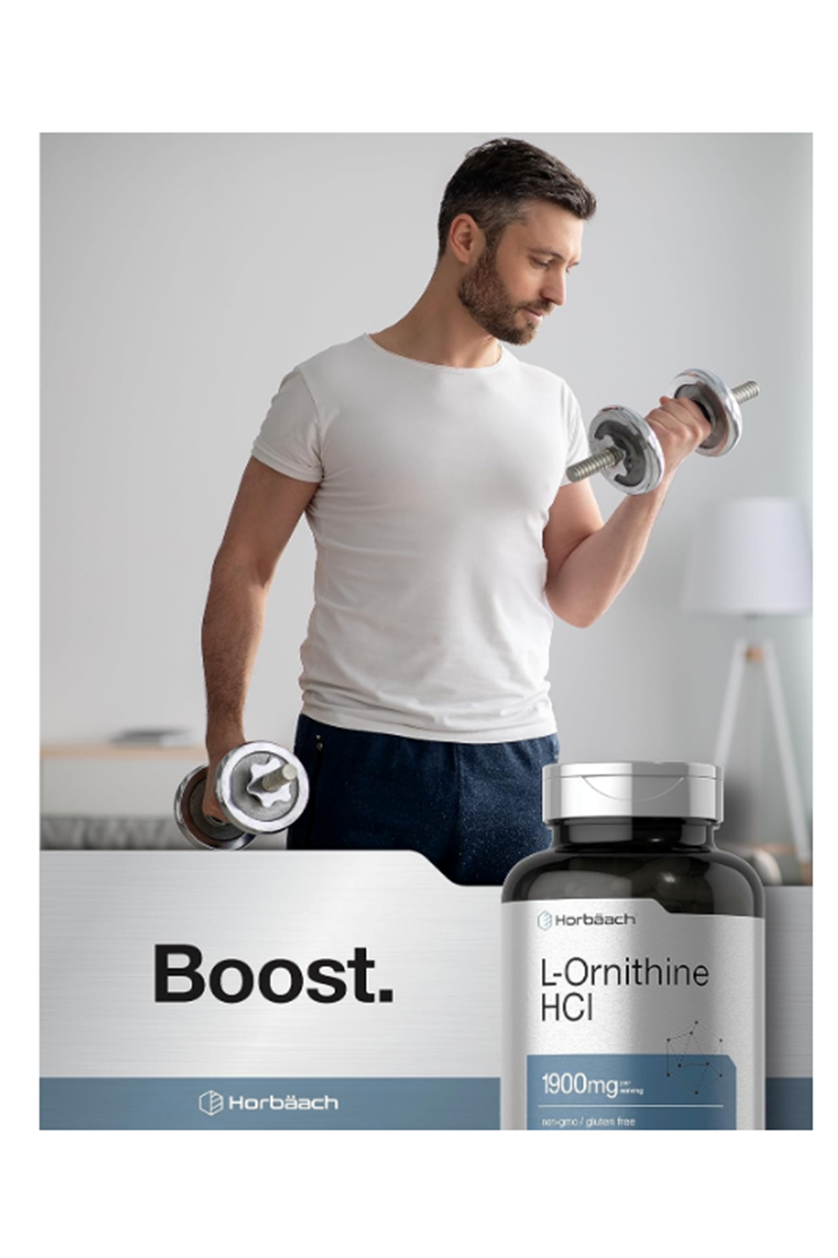 Horbäach L Ornithine HCl  1900mg  120 Quick Release Capsul.Made ın Usa.42.