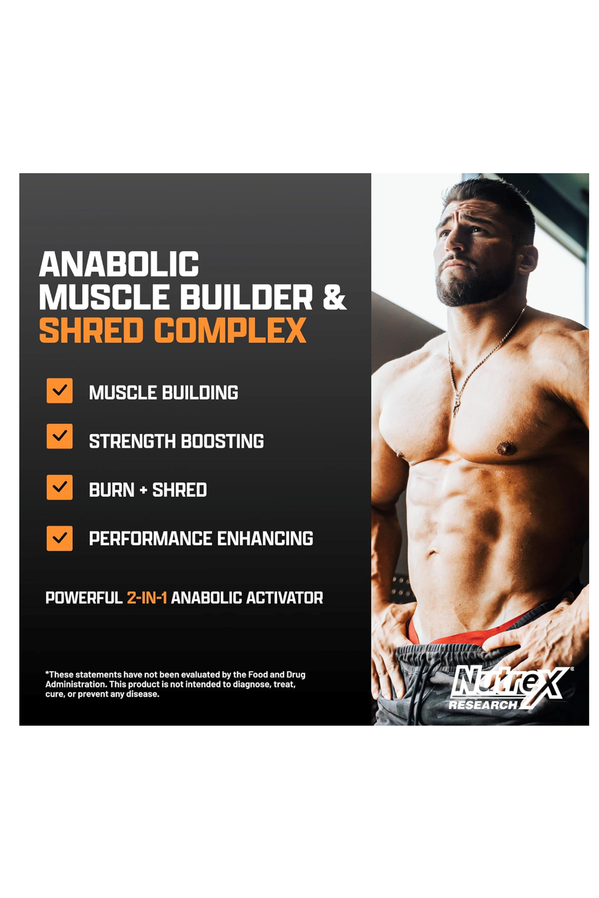 Nutrex  Anabol Ripped Anabolic Muscle Builder for Men, 2-in-1 Muscle Builder and Shredding, 60 Capsul.Made ın Usa.43.