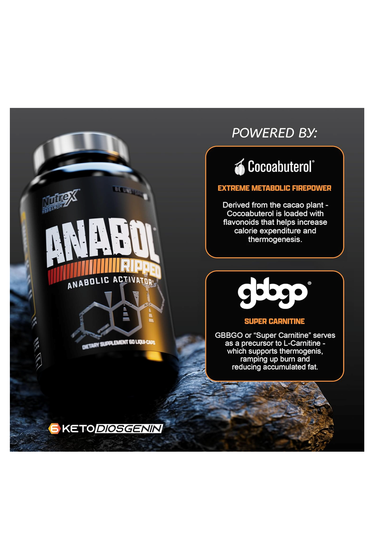 Nutrex  Anabol Ripped Anabolic Muscle Builder for Men, 2-in-1 Muscle Builder and Shredding, 60 Capsul.Made ın Usa.43.