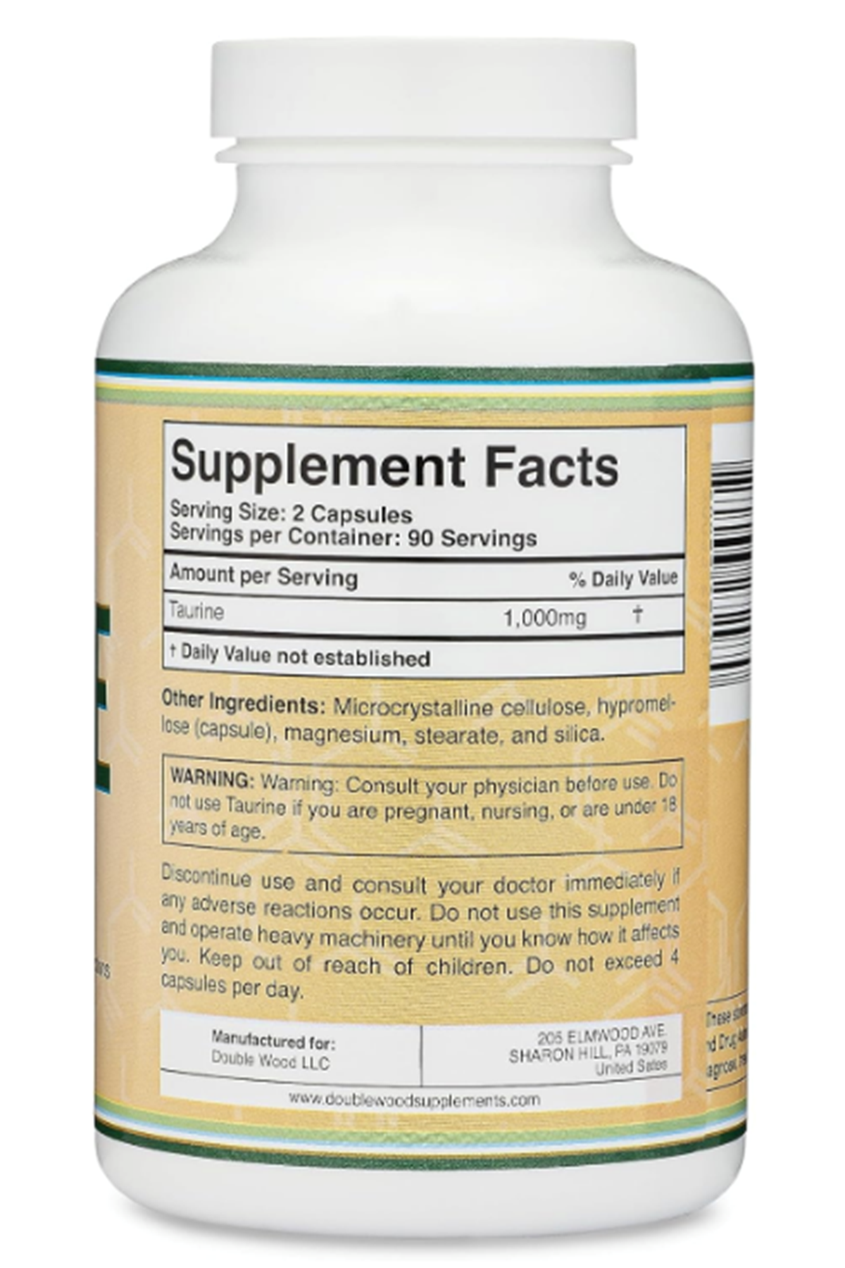 Double Wood Taurine 1000mg Per Serving, 180 Capsul.From the American Distributor Company.37.