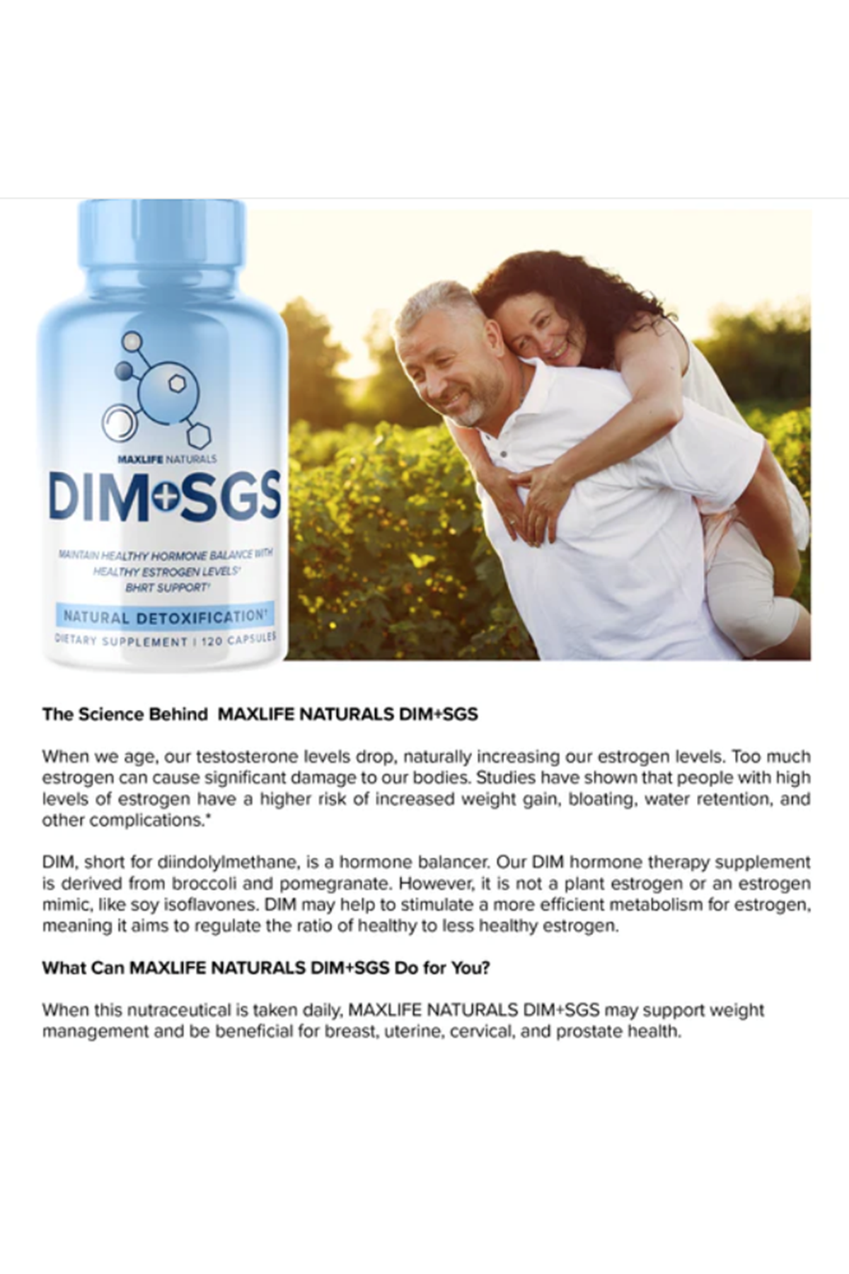 Maxlife Naturals DIM+SGS Natural Estrogen Support - 120 capsul. Usa 46.