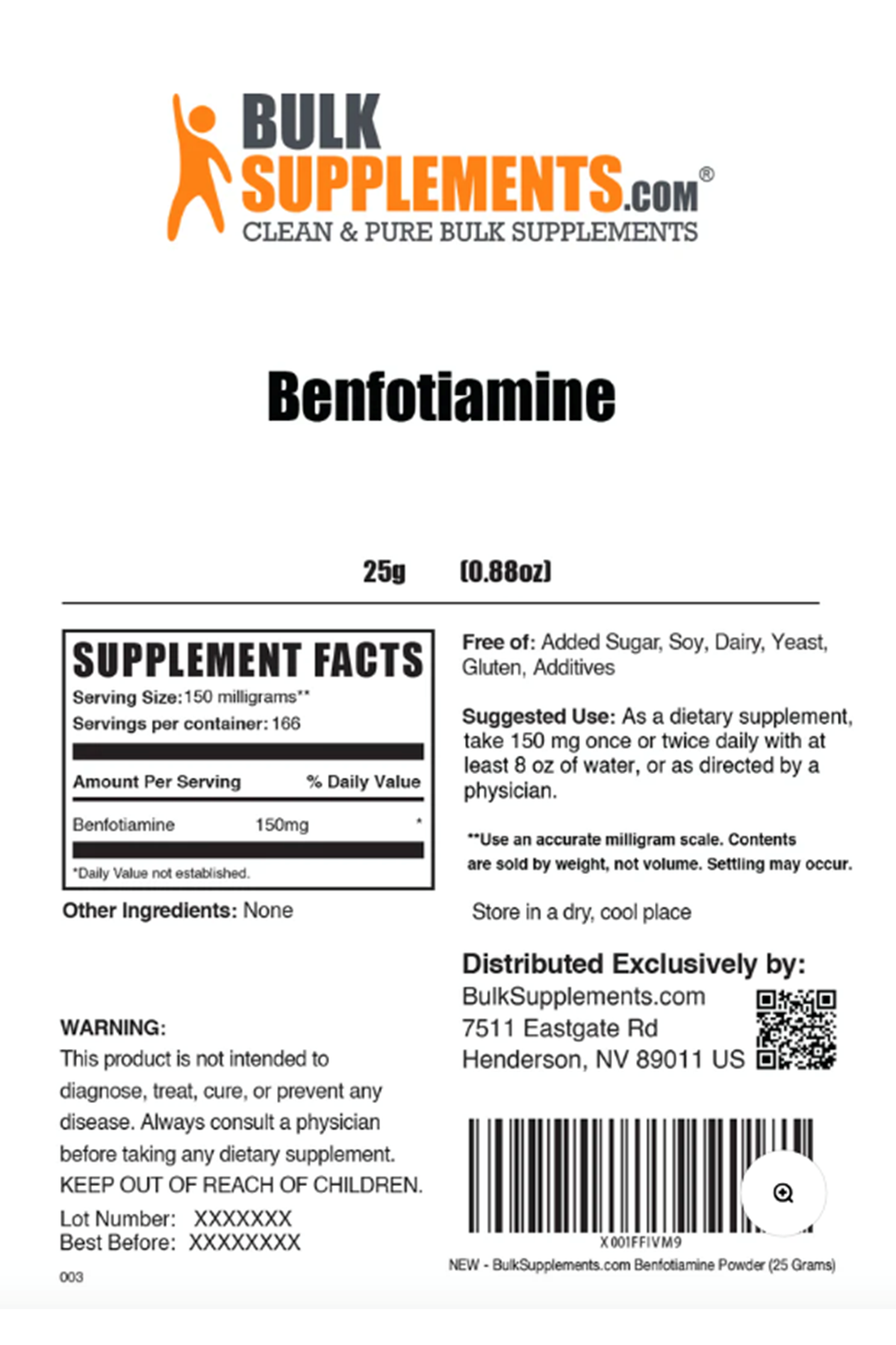 Bulk Supplements Benfotıamıne Powder 166 Servis 25gr.Made ın Usa.(SKT: 12.2025) 42.
