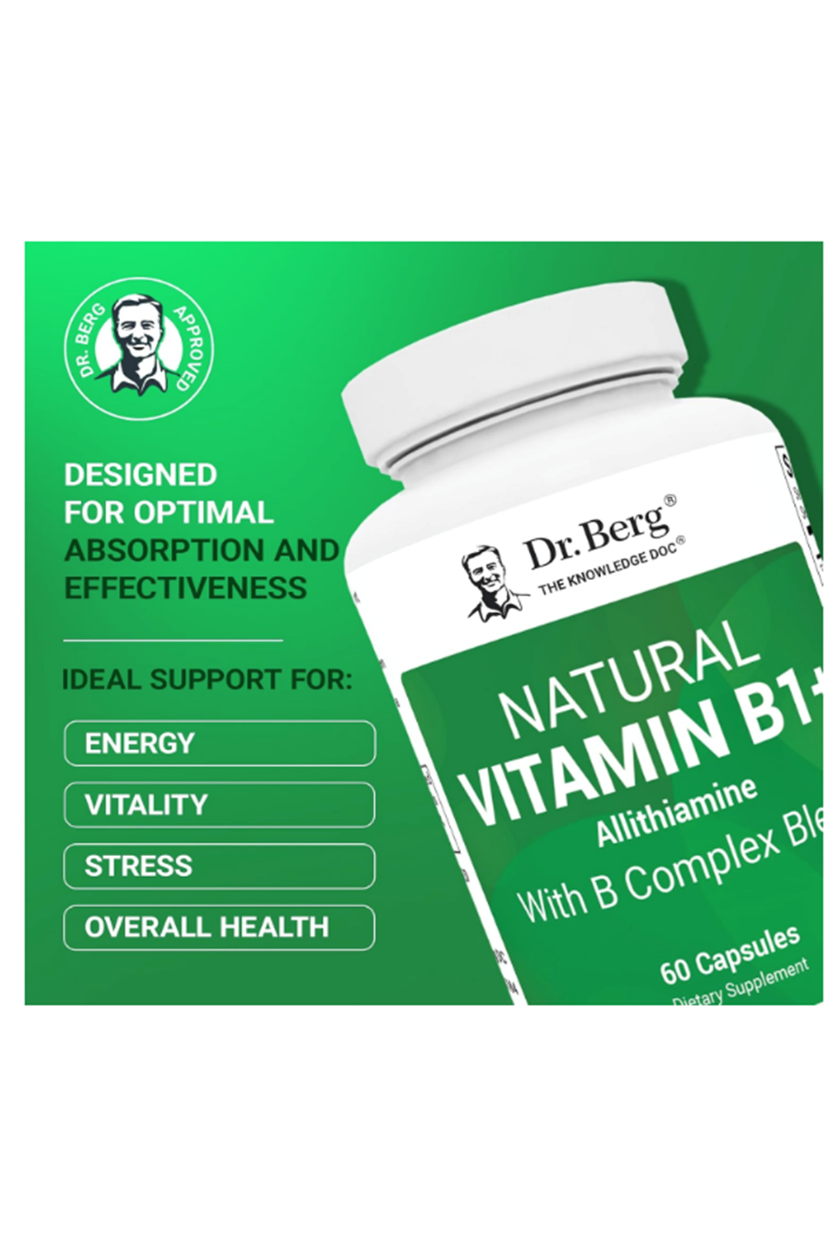 Dr. Berg   Natural Vitamin B1+ Allithiamine B Complex 60 Capsul.51.