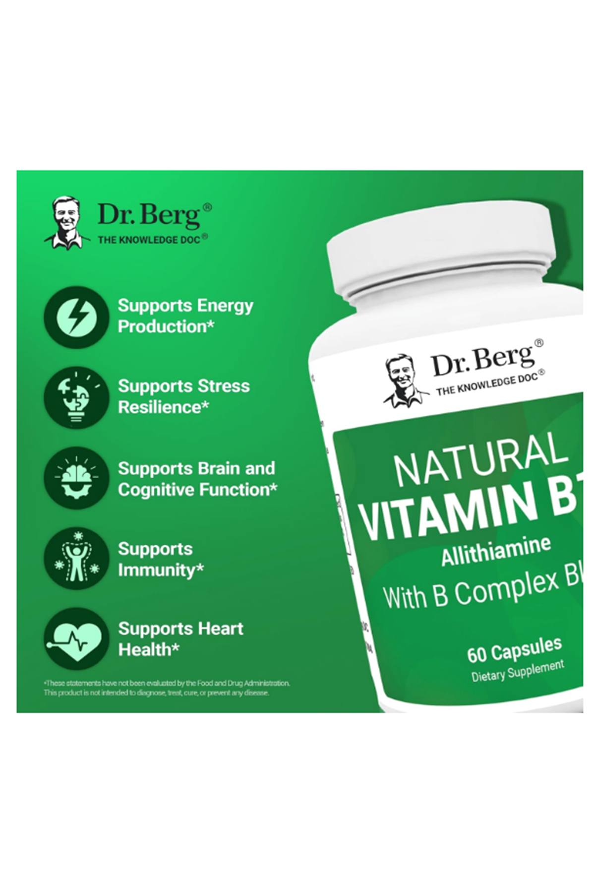 Dr. Berg   Natural Vitamin B1+ Allithiamine B Complex 60 Capsul.51.