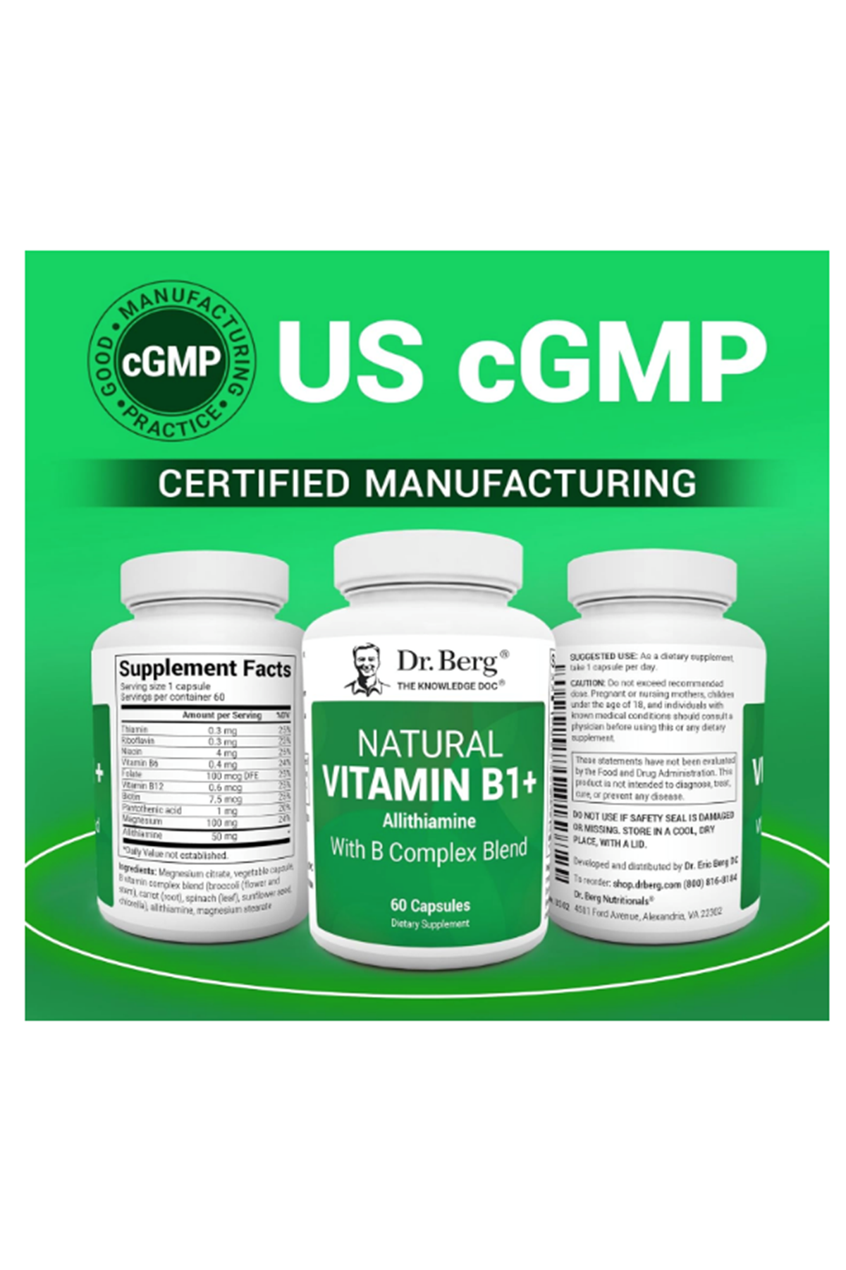Dr. Berg   Natural Vitamin B1+ Allithiamine B Complex 60 Capsul.51.