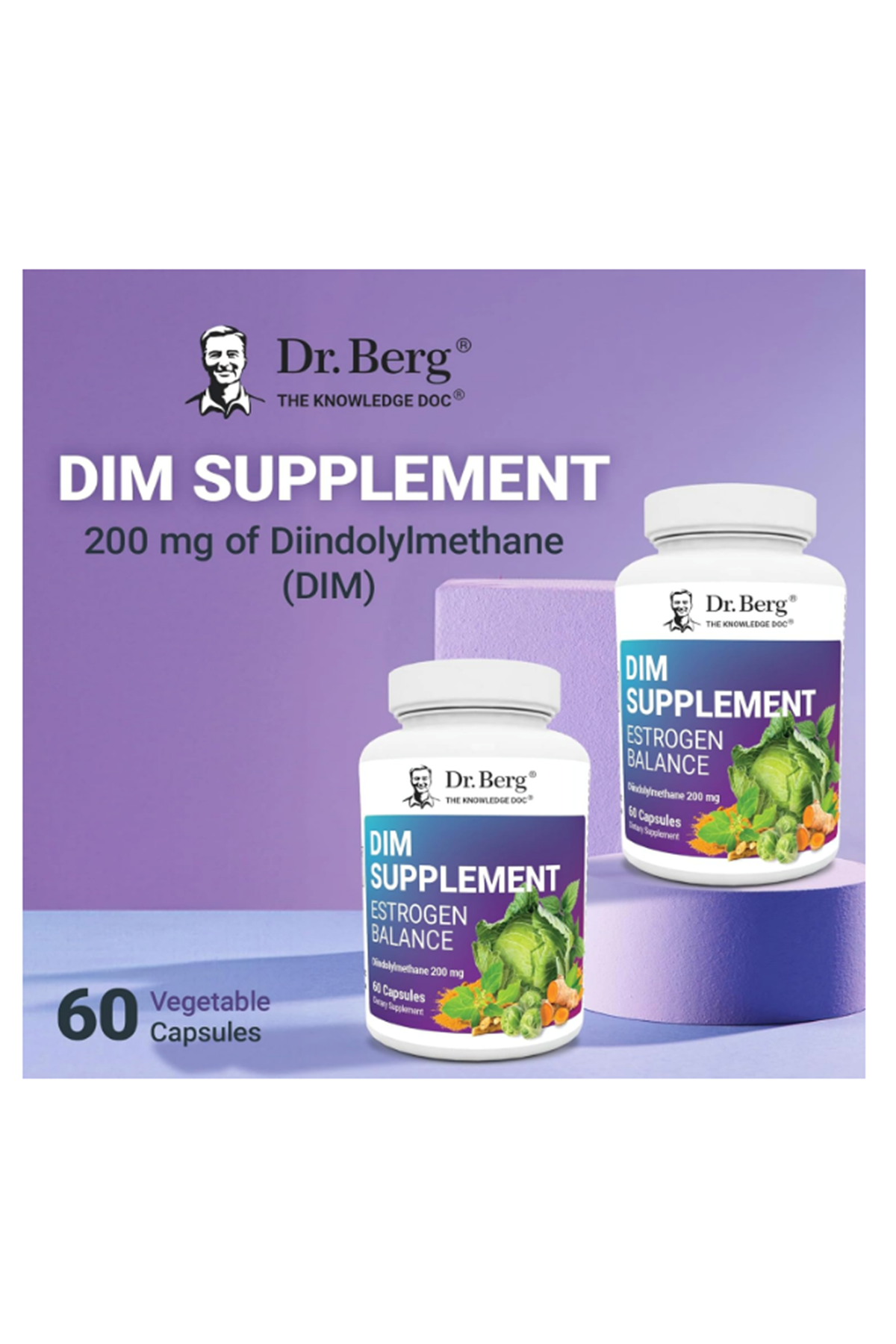 Dr. Berg DIM Supplement Estrogen Balance with Black Cohosh and - 60 Capsules.47.