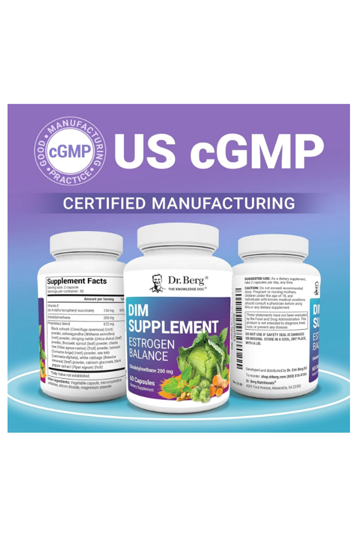 Dr. Berg DIM Supplement Estrogen Balance with Black Cohosh and - 60 Capsules.47.