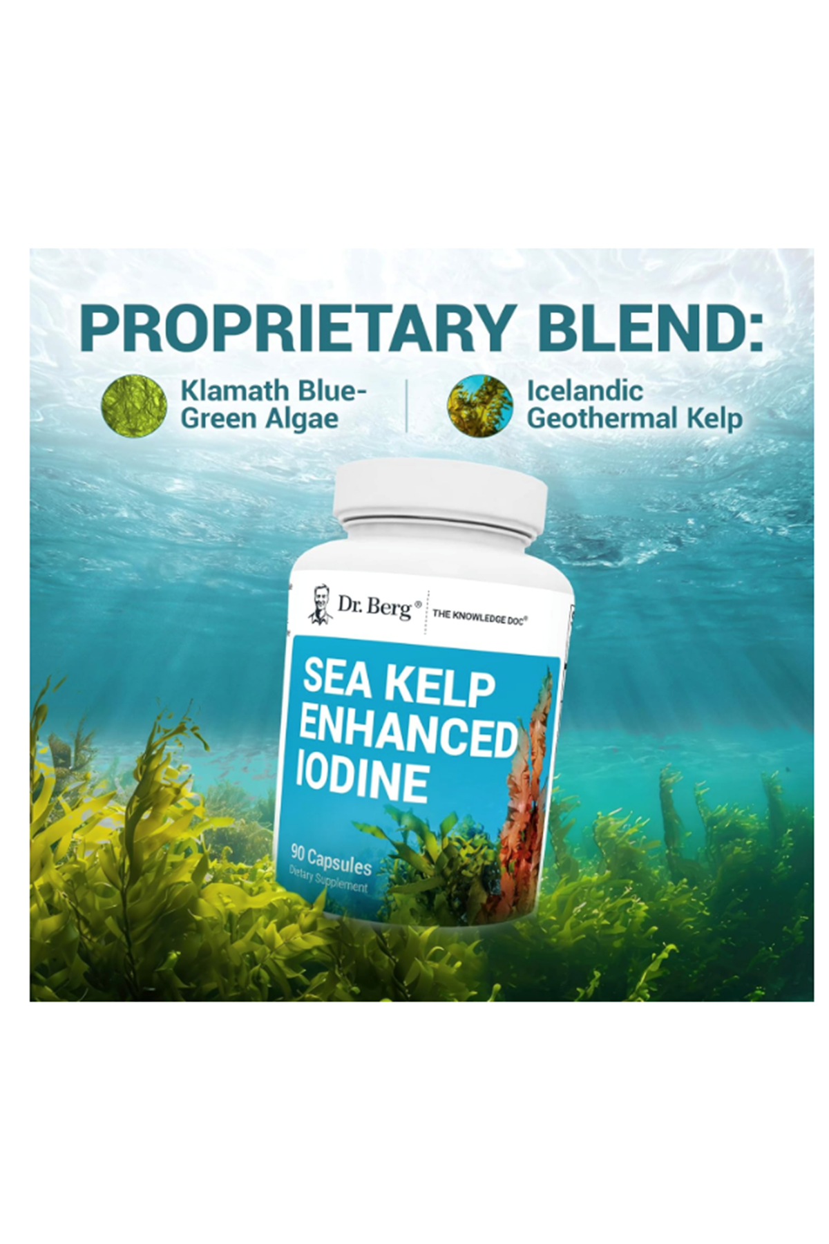 Dr. Berg  Sea Kelp - 200mcg  Premium Iodine - Blend Includes Klamath Blue-Green Algae - 90 Capsules.57