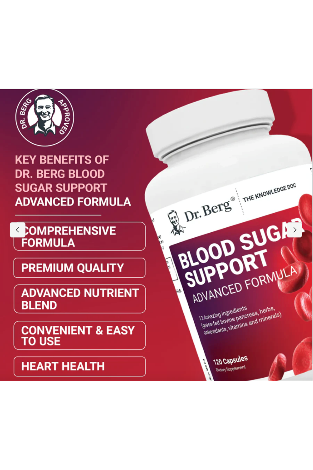 Dr. Berg  Blood Sugar Support Advanced Formula Chromium  Potassium 120- Vegetable Capsul.Abd Menşei.64.