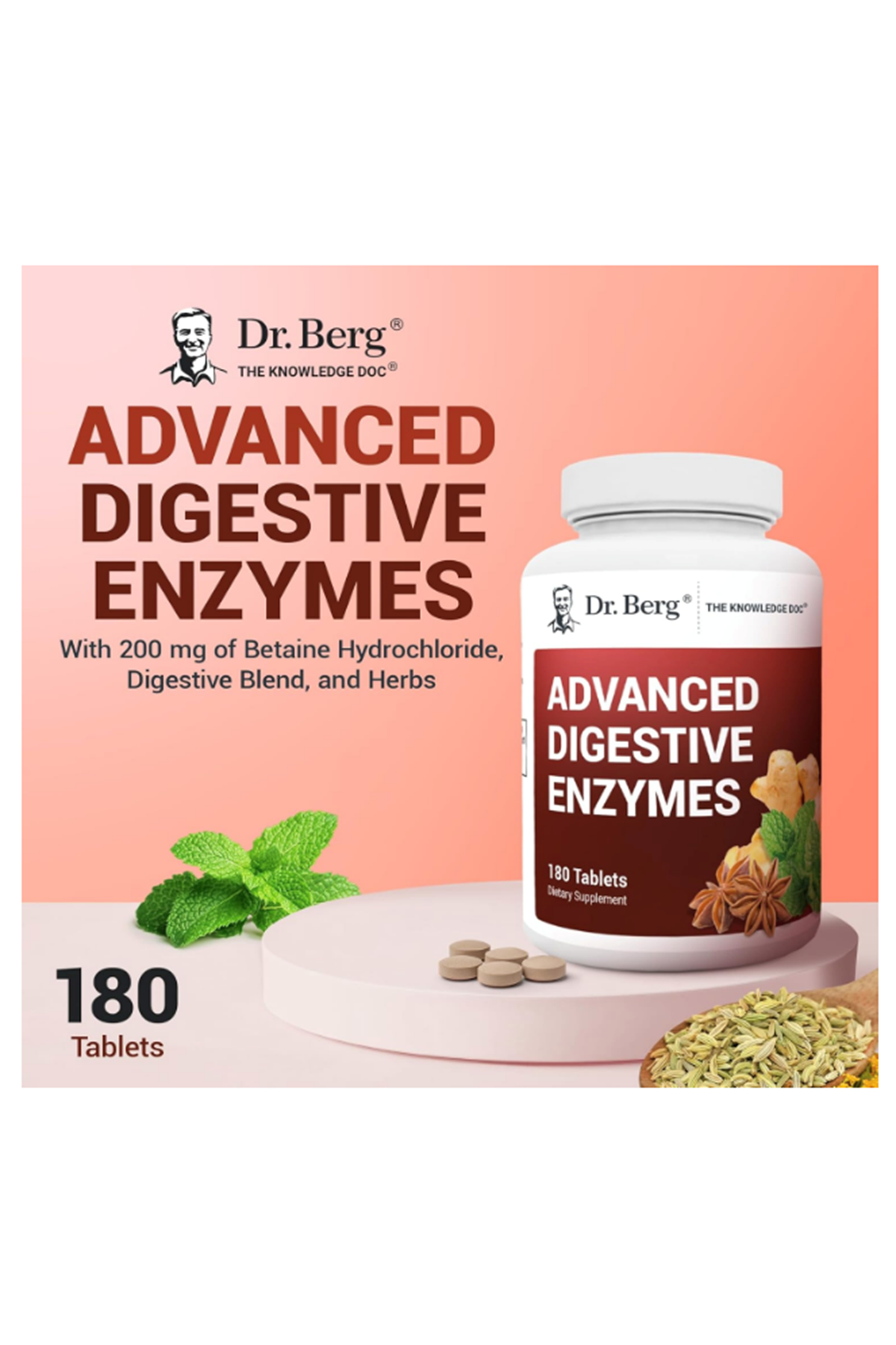 Dr. Berg  Advanced Digestive Enzymes - 180 Tablets.53.