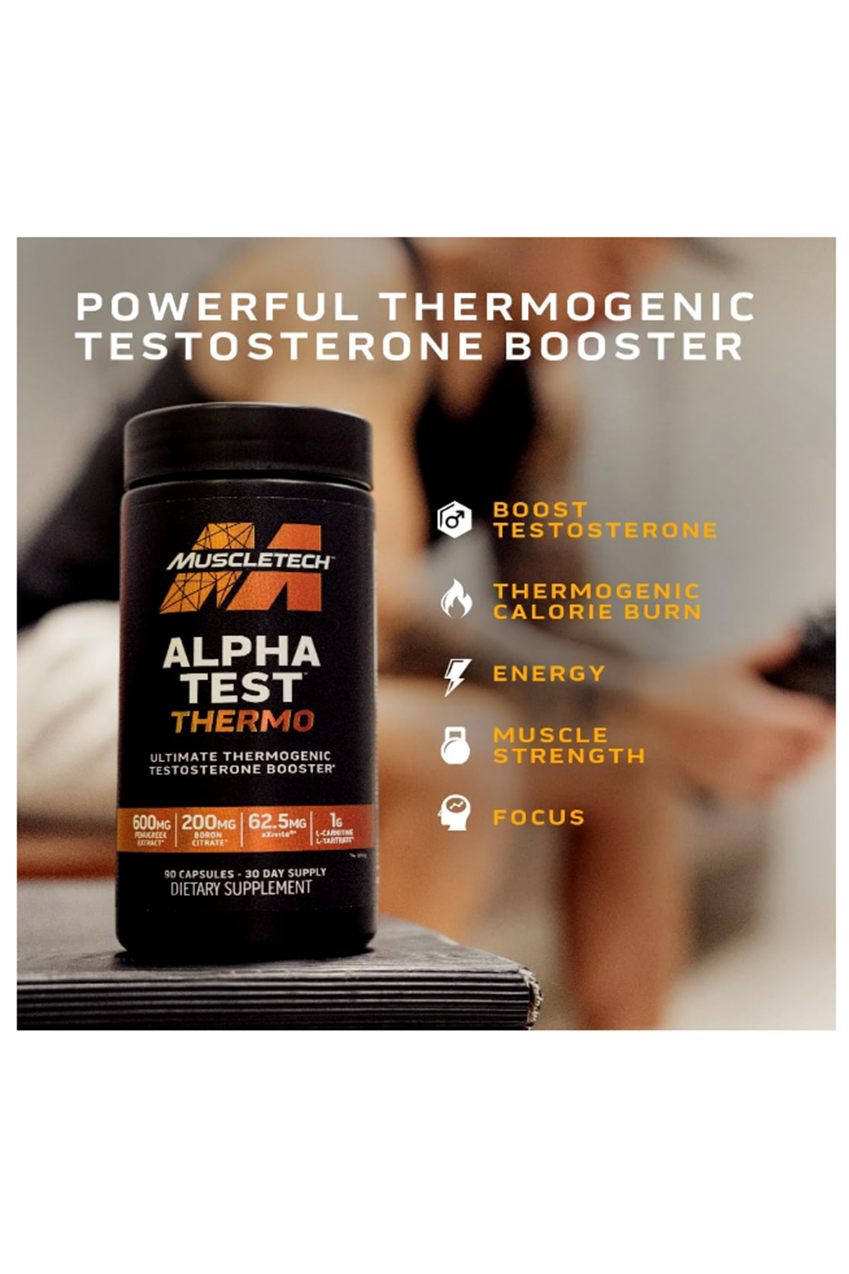 MuscleTech AlphaTest Thermo Test Booster- T-Boost Mens - Muscle Growth, Stamina  Energy  90 Capsul.Made ın Usa.57.