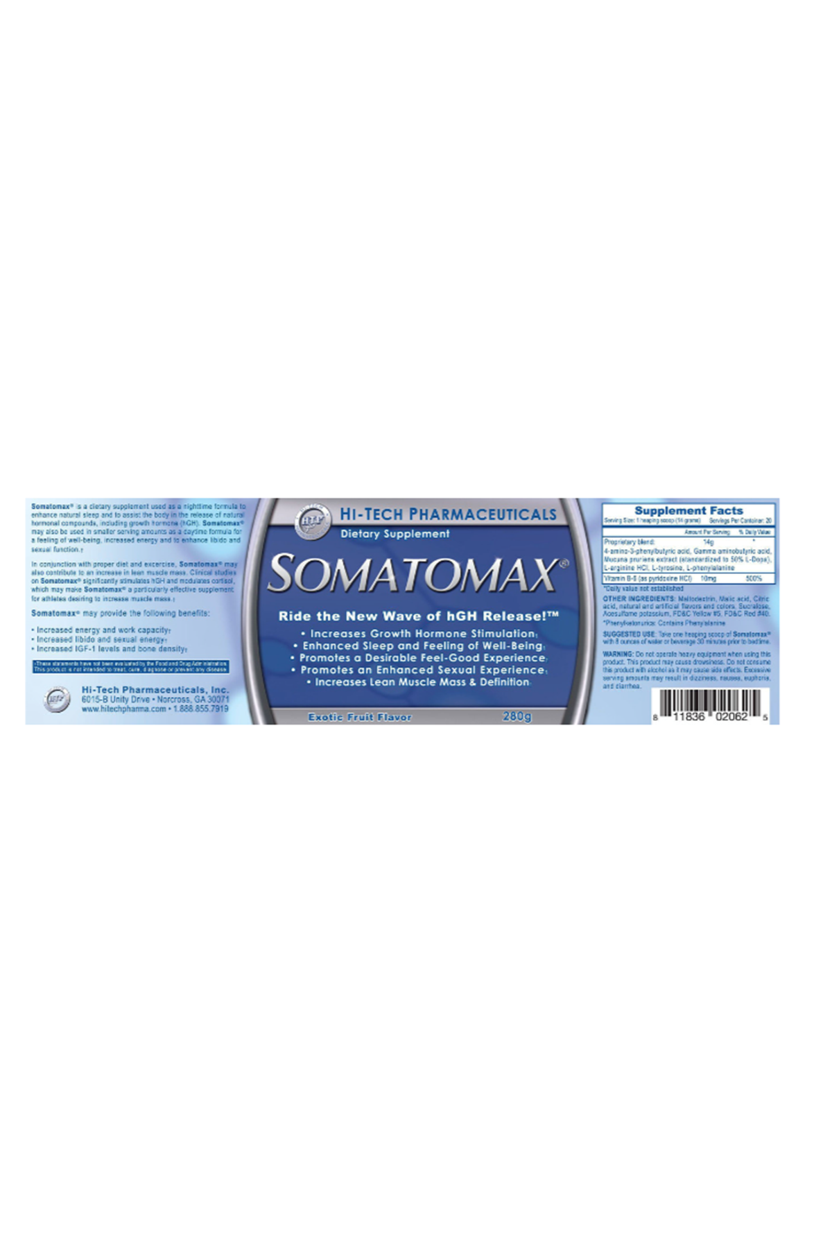 Hi-Tech Pharmaceuticals Somatomax Sleep Supplement 280GR.51.