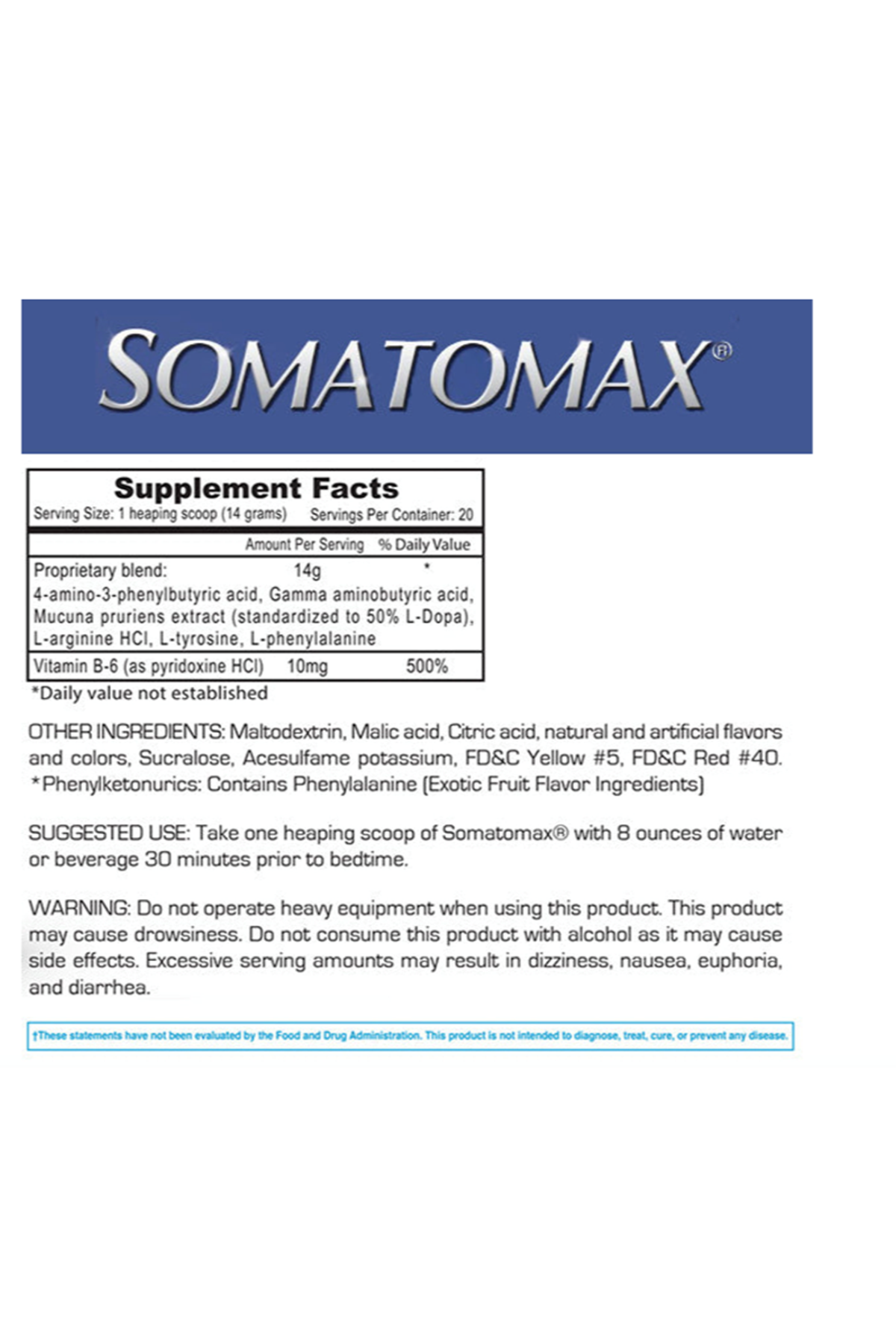 Hi-Tech Pharmaceuticals Somatomax Sleep Supplement 280GR.51.