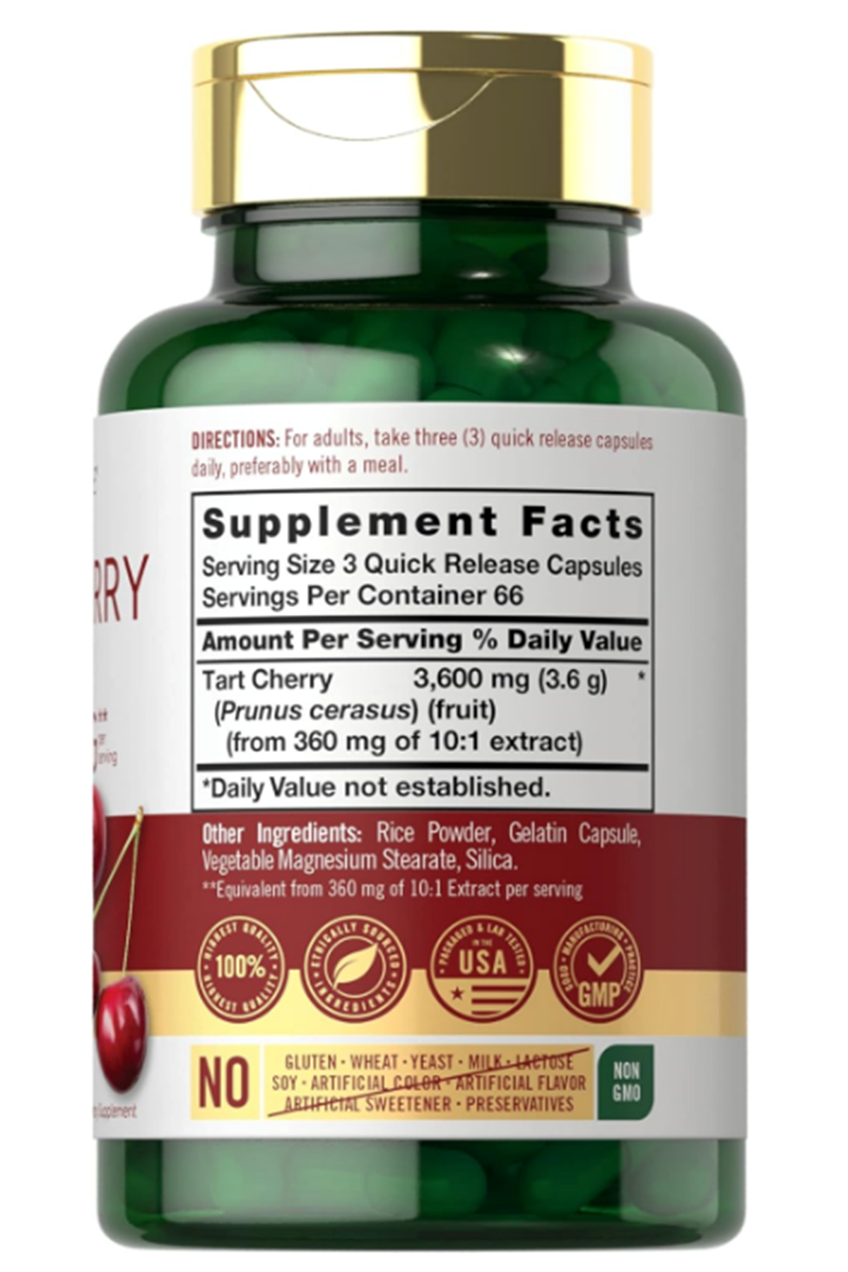 Carlyle Tart Cherry Extract Capsules - 3,600mg -  200 Release Capsul.Made ın Usa.