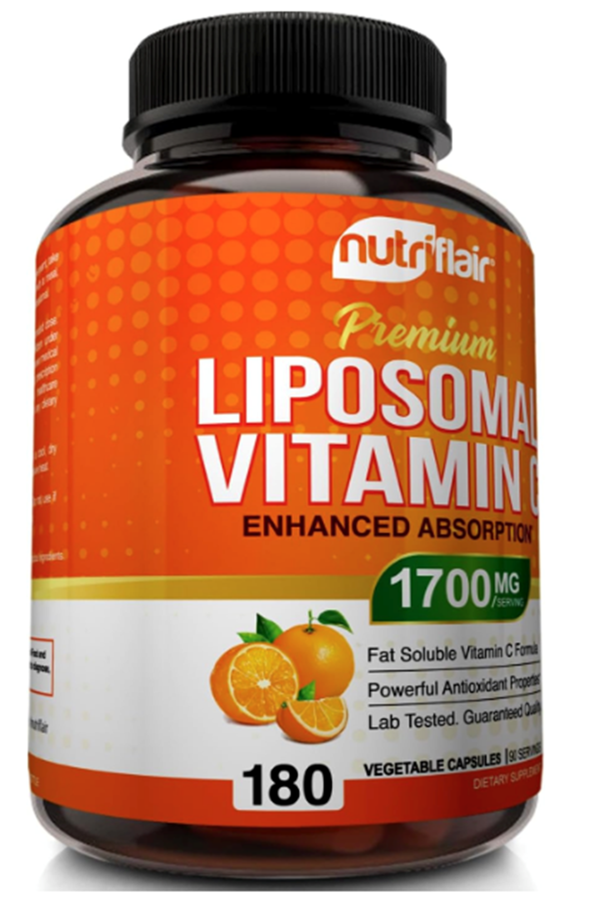 NutriFlair Liposomal Vitamin C (ÖSG ÖZEL SPORCU GIDALARI) 1700mg, 180 Capsul - High Absorption, Fat Soluble VIT C, Antioxidant, Higher Bioavailability Immune System Support & Collagen Booster.