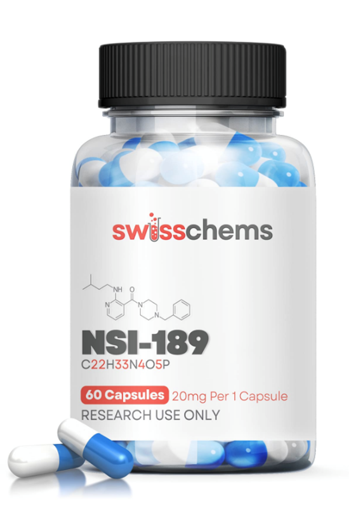 SwissChems  NSI-189 Phosphate (20mg/capsule), 60 Capsules.Orj Usa Firma Ürünü.82.